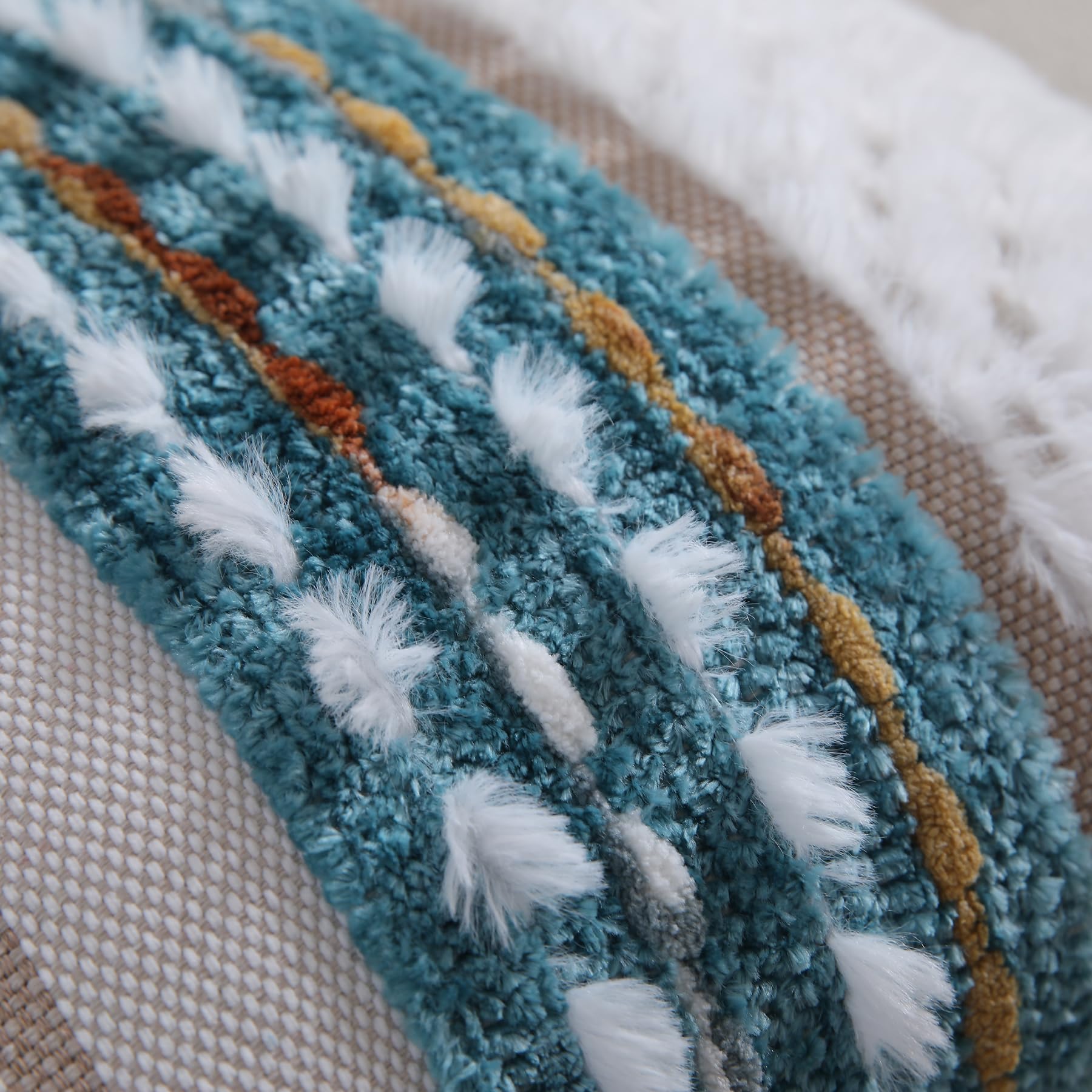 Boho Pillow Covers 18x18 Set of 2 for Couch-Modern Farmhouse Sofa Decorative Throw Pillow Covers Textured Chenille Cushion Covers Outdoor Netural Bohemian Pillow Cases Square