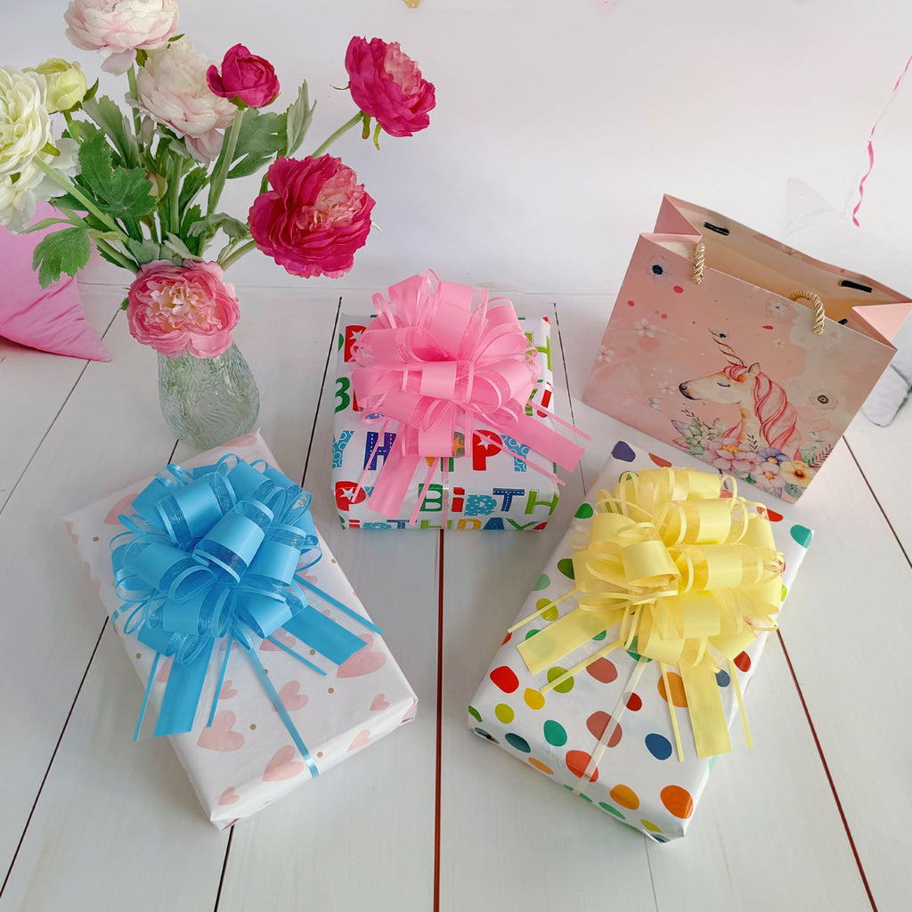 6 PCS Large Pull Bows,Bow for Gift Wrapping,6 inches,Christmas Party Birthday Gift Wedding Ribbon Bows for Wrapping Boxes or Flower Decorations, Valentine's Day Gift Decorations