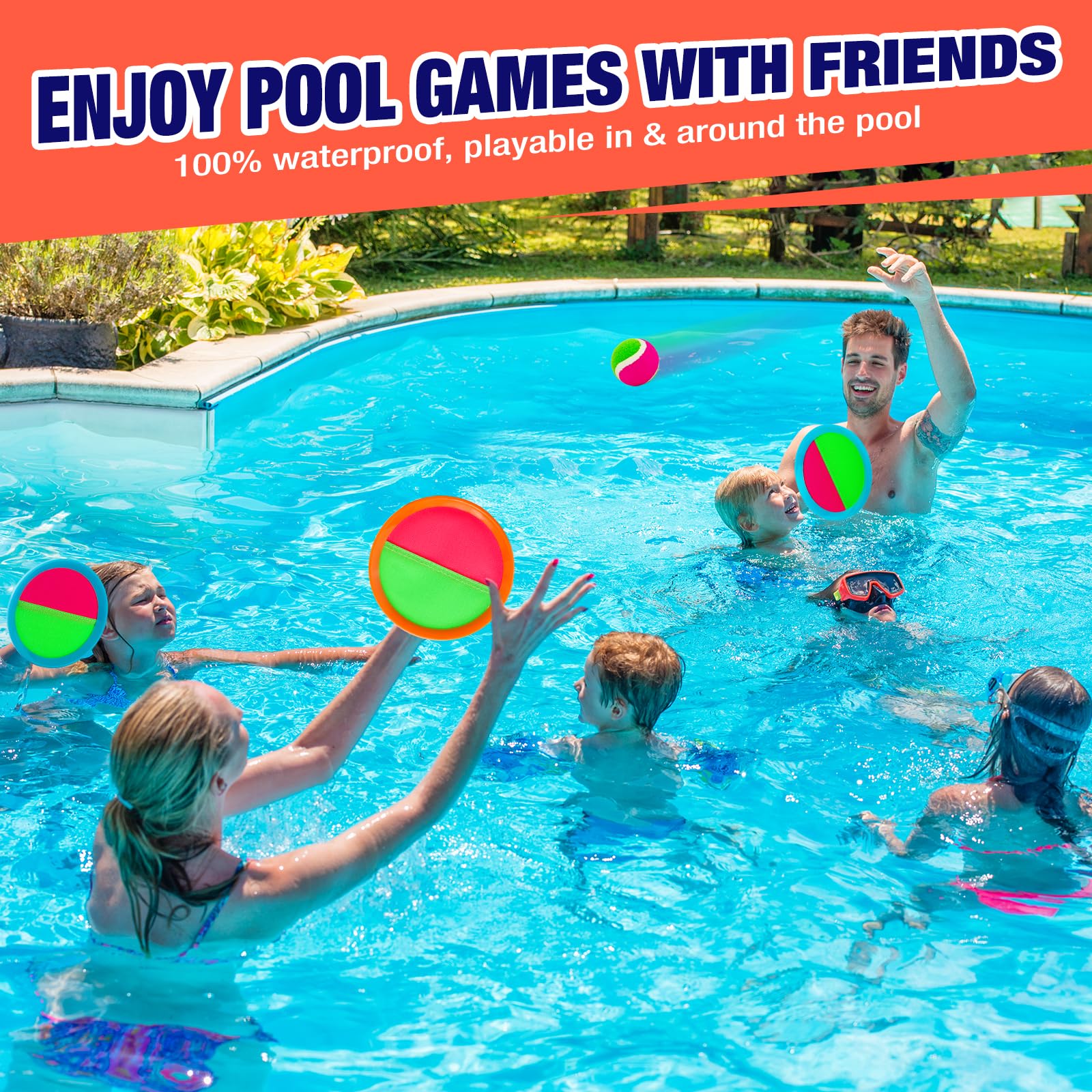 Toss and Catch Ball Game Set - Outdoor & Indoor Sports Toys for Kids - Outside Games for Yard, Lawn, Camping, Beach, Pool - Classic Sticky Paddle Ball Toy for 3 4 5 6 7 8-12 Year Old Boys Girls Gifts