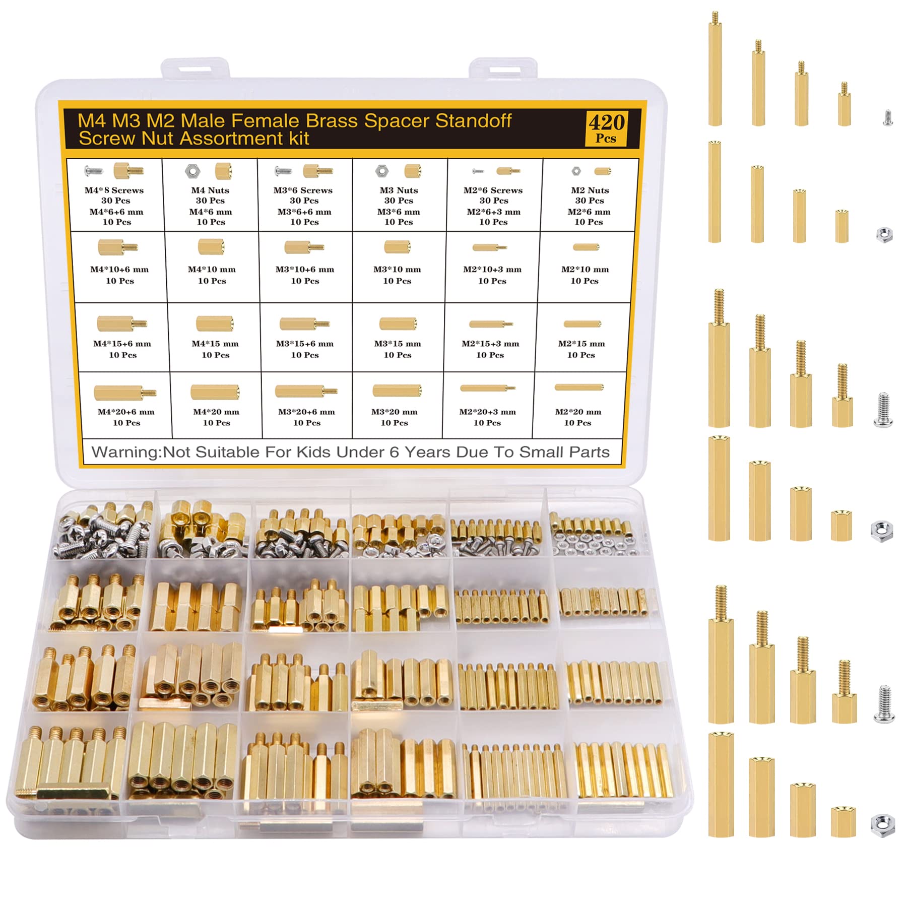 400Pcs M2 Motherboard Standoffs&Screws&Nuts Kit, Hex Male-Female Brass Spacer Standoffs, Laptop Screws for DIY Computer Build, Electronic Projects, Raspberry Pi, Circuit Board etc.