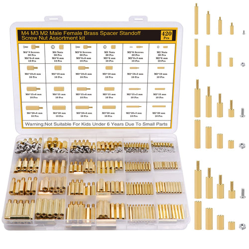 400Pcs M2 Motherboard Standoffs&Screws&Nuts Kit, Hex Male-Female Brass Spacer Standoffs, Laptop Screws for DIY Computer Build, Electronic Projects, Raspberry Pi, Circuit Board etc.