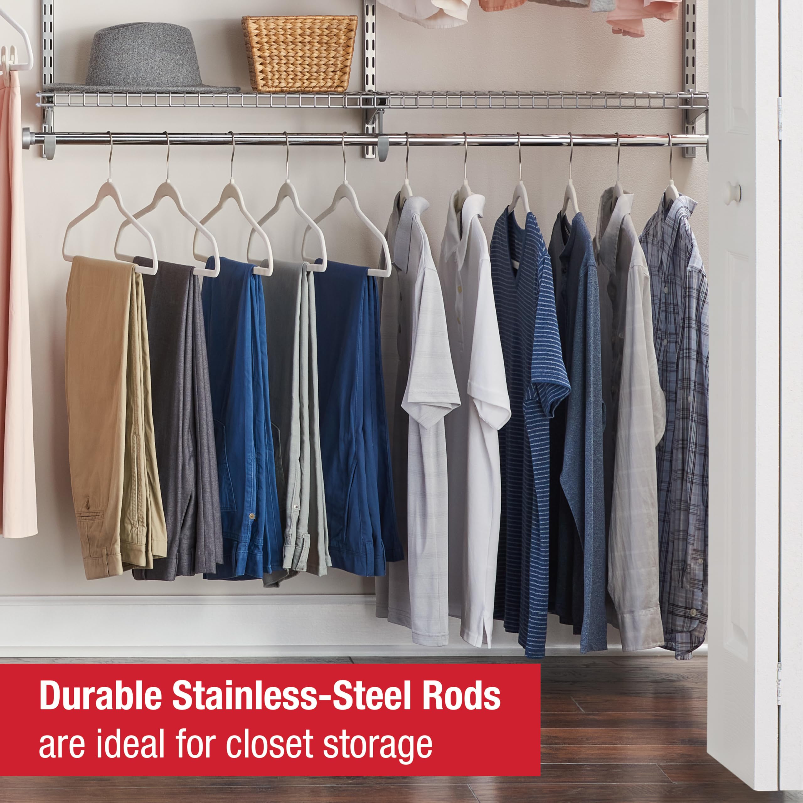Rubbermaid Configurations Deluxe Custom Closet Kit, 3-6 Ft. Adjustable Metal Wire Shelving, Titanium Finish, Expandable Organization System, Hardware Included, for Home Closet/Pantry/Laundry/Mudroom