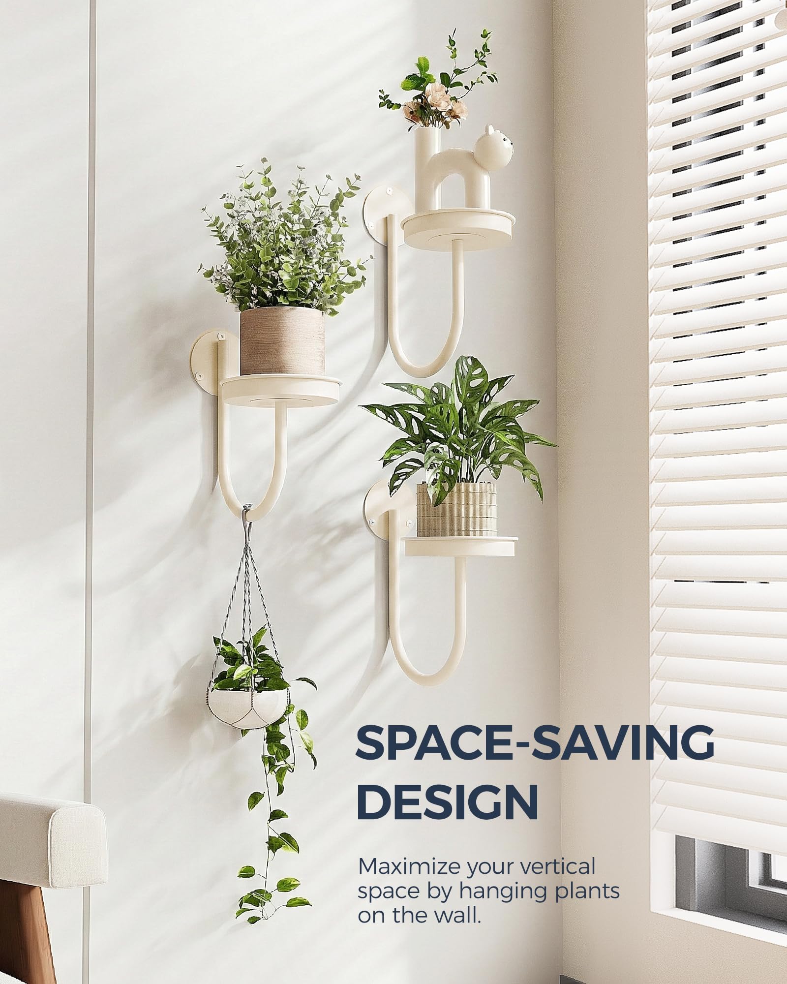 Bamworld Hanging Planters for Indoor Plants Wall Plant Holder Plant Hanger Indoor Wall Planters Window Plant Shelves Hanging Plant Holder Window Plant Hanger Plant Decor Black 3pcs