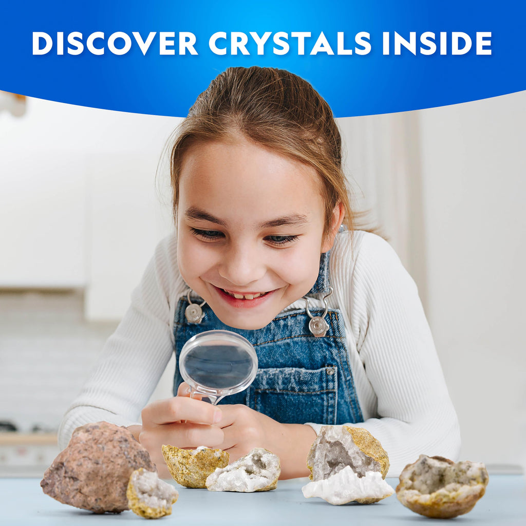 National Geographic Break Open 4 Geodes Science Kit – Includes Goggles and Display Stand - STEM Science Gift for Boys and Girls, Break Your Own Geodes with Crystals (Amazon Exclusive)