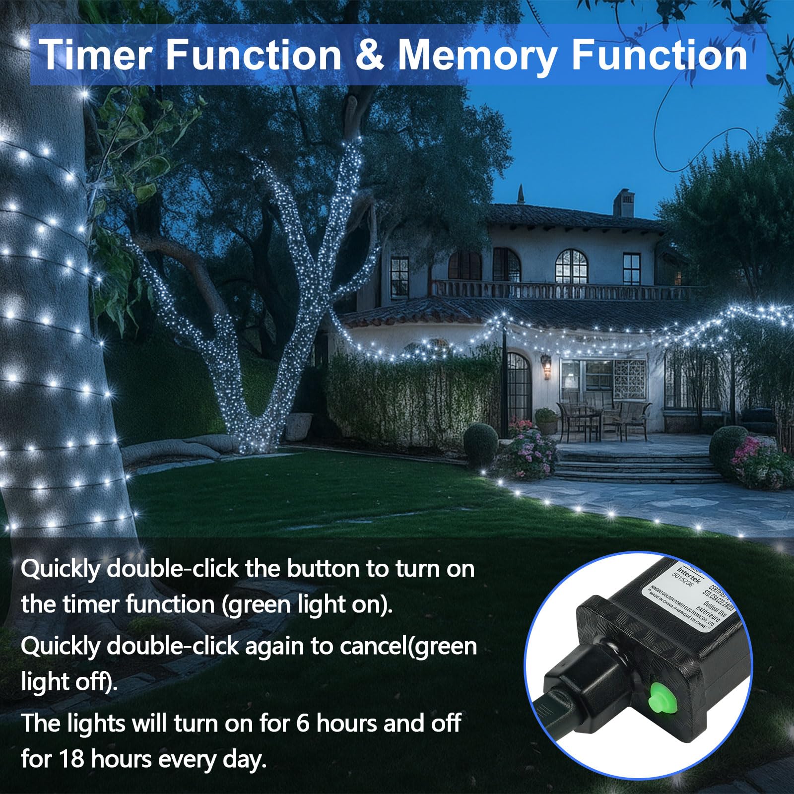 Connectable 100 LED String Lights Indoor Outdoor, 33FT Warm White Christmas Lights Waterproof, 13 Modes with Timer, Twinkle Fairy Lights Plug in Clear Wire for Christmas Tree, Bedroom, Classroom Decor