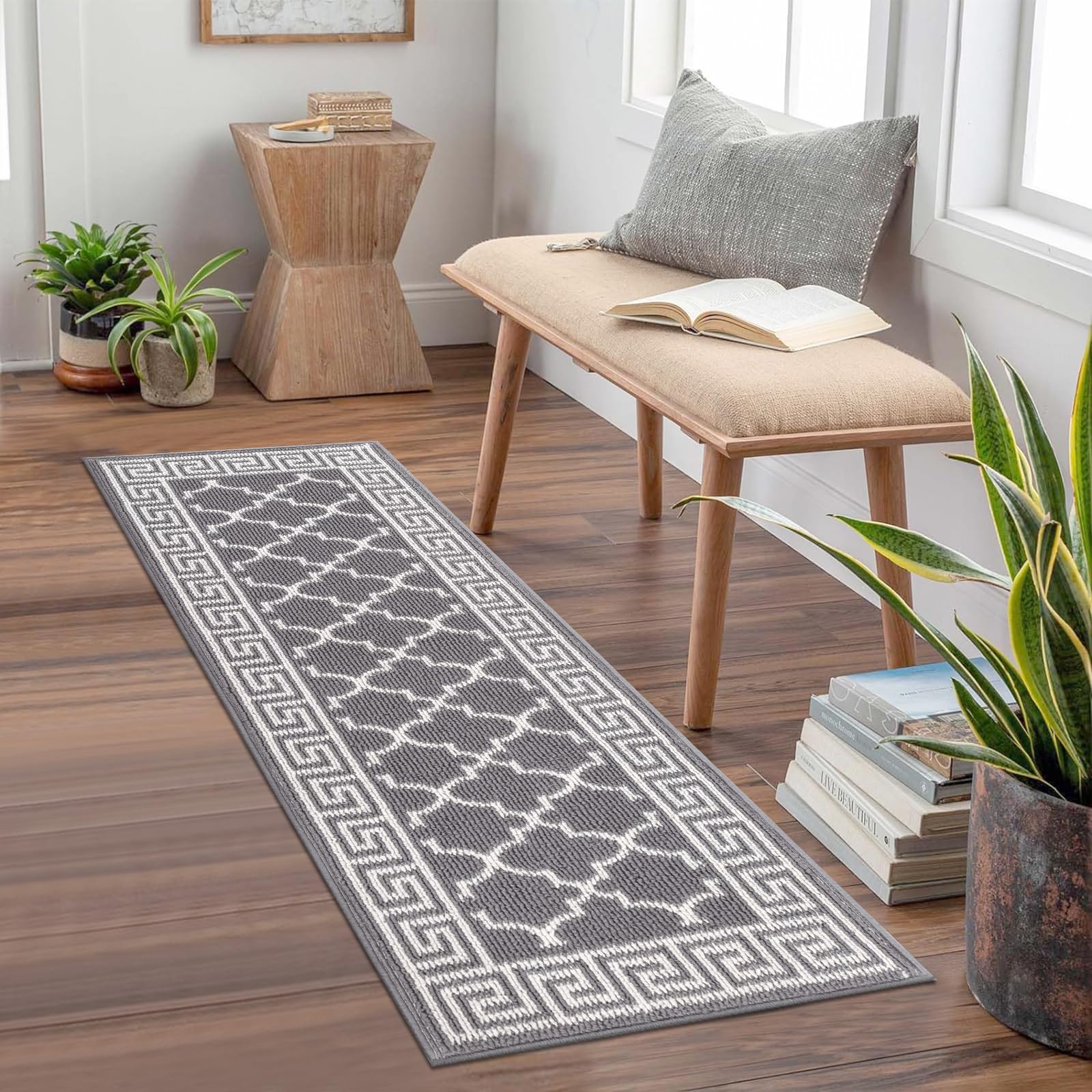 Pauwer Door Mat Indoor Entrance 20"x60" Absorbent Dirt Trapper Welcome Mats for Front Door Washable Entryway Rugs Ultra Thin Doormat Non Slip Runner Rugs for Hallway Kitchen Laundry Room, Beige