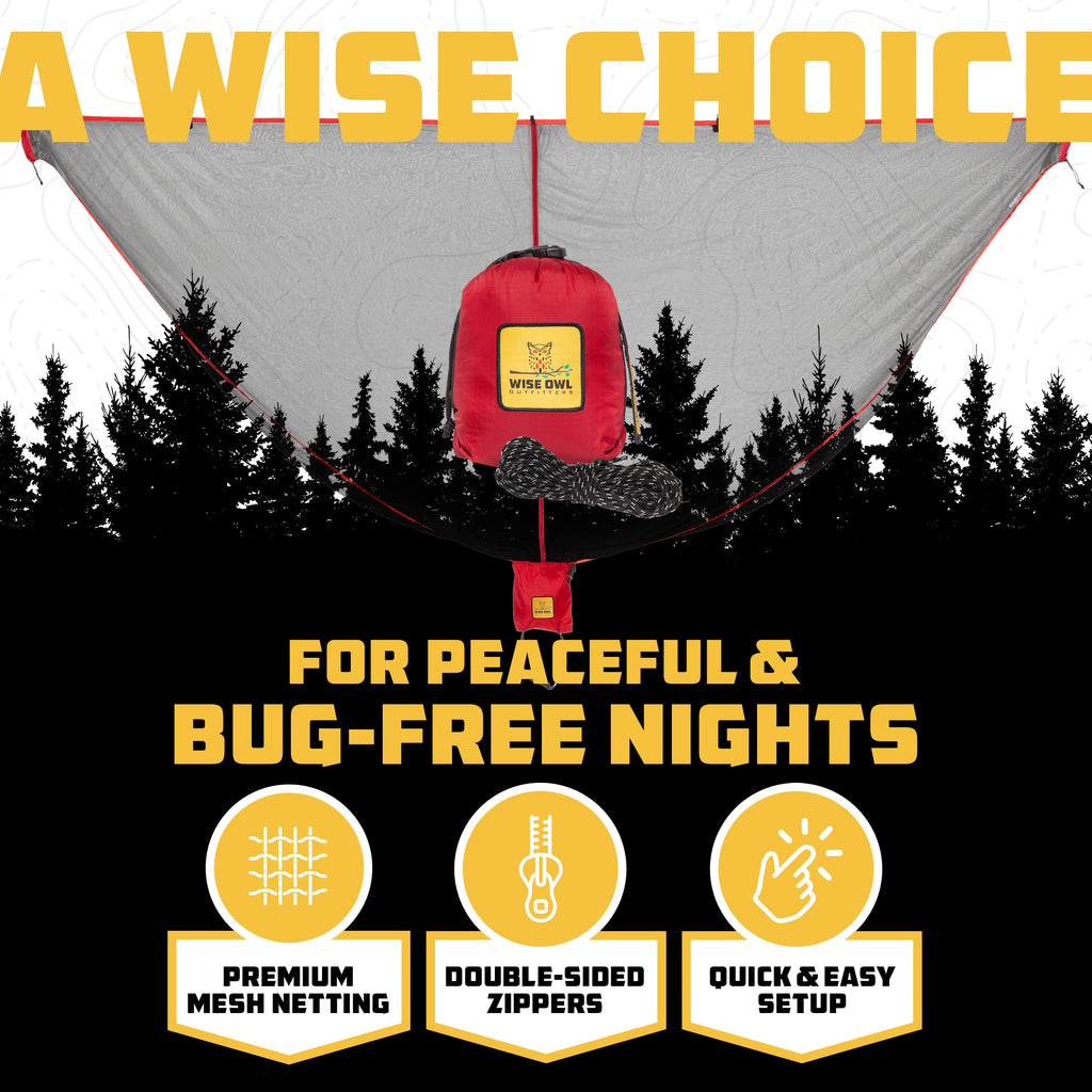 Wise Owl Outfitters Hammock Bug Net – Mosquito Net for Hammock, Lightweight Bug Netting for Camping, Hiking, Backpacking, Forest & Outdoor Use