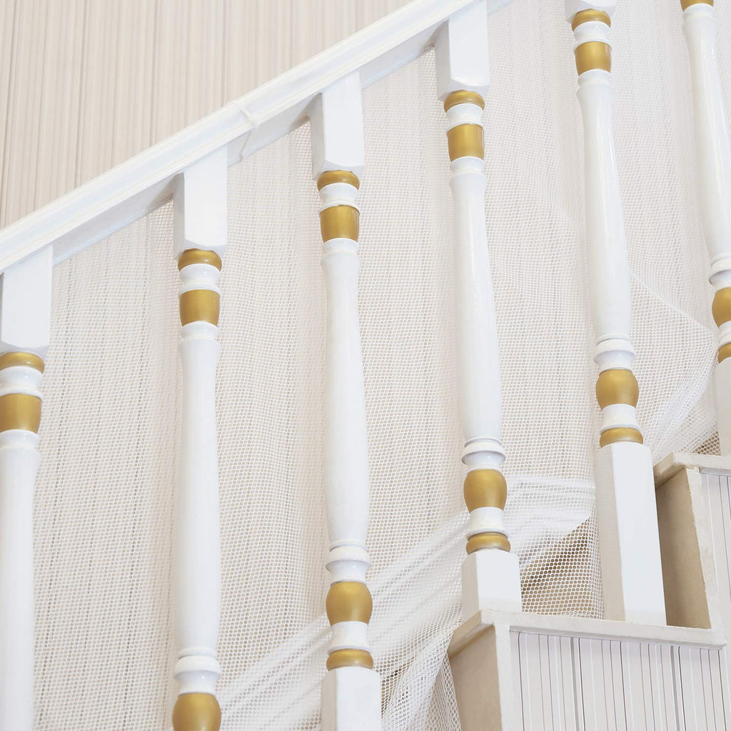 Baby Gates for Stairs with Banister, Guard Safety Net for Baby, 10ft x 3ft Stair Railing Mesh Barrier for Kids, Cats, Dogs, Child Safety Rail Guard - Dark Brown