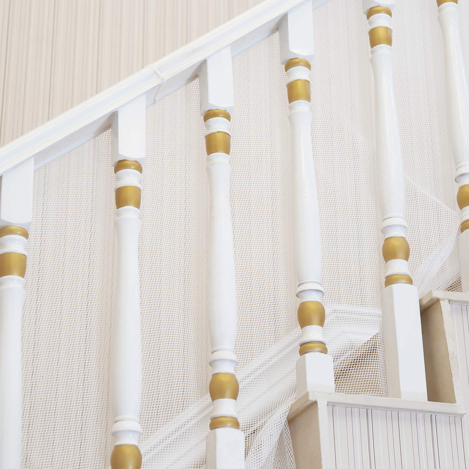 Baby Gates for Stairs with Banister, Guard Safety Net for Baby, 10ft x 3ft Stair Railing Mesh Barrier for Kids, Cats, Dogs, Child Safety Rail Guard - Dark Brown