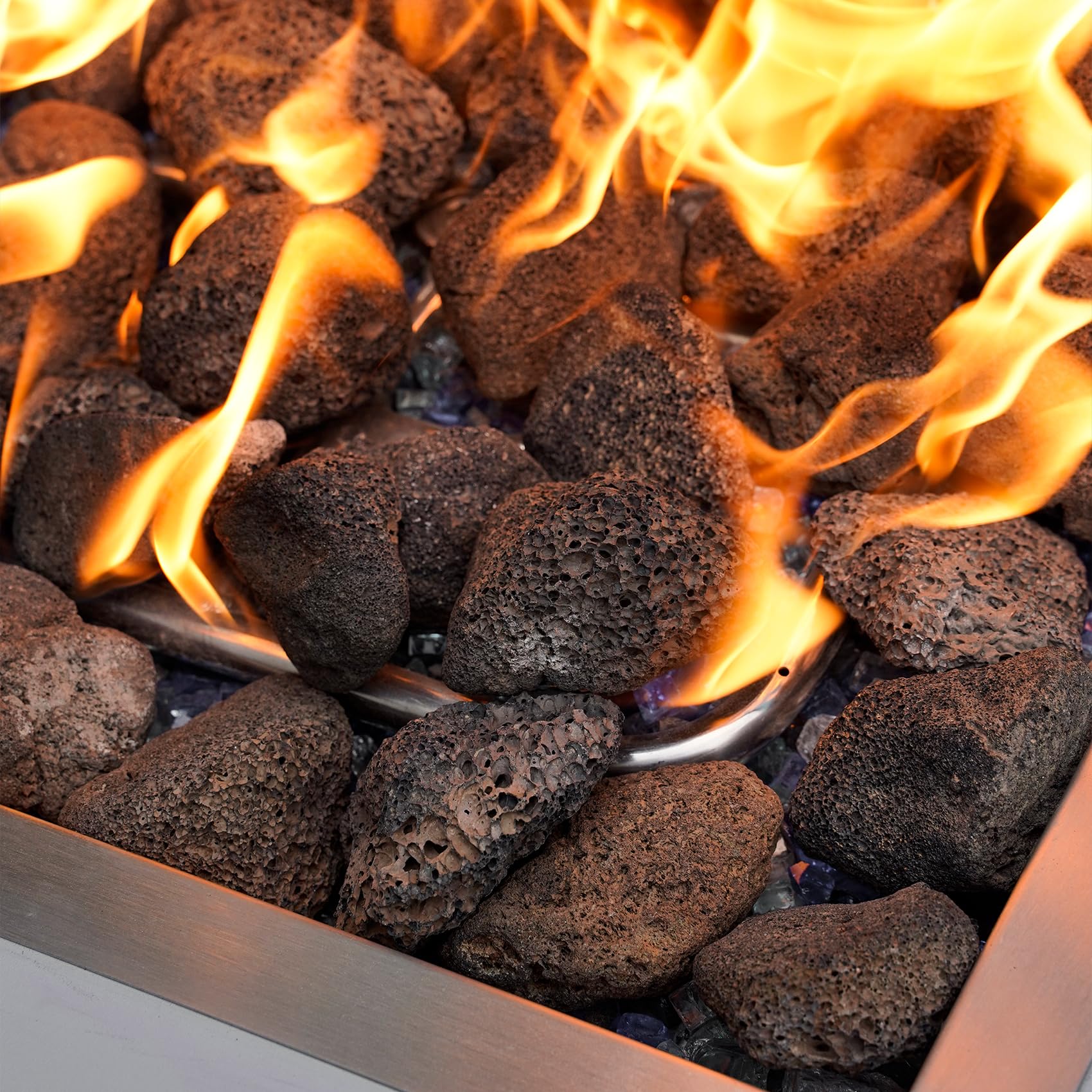Mr. Fireglass 10 Pounds Black Natural Lava Rock for Indoor Outdoor Gas Fire Pits Fireplaces & Barbecue Grills | Volcanic Lava Stones for Decorating Garden Landscaping, Potted Plants, 0.2"-0.3"