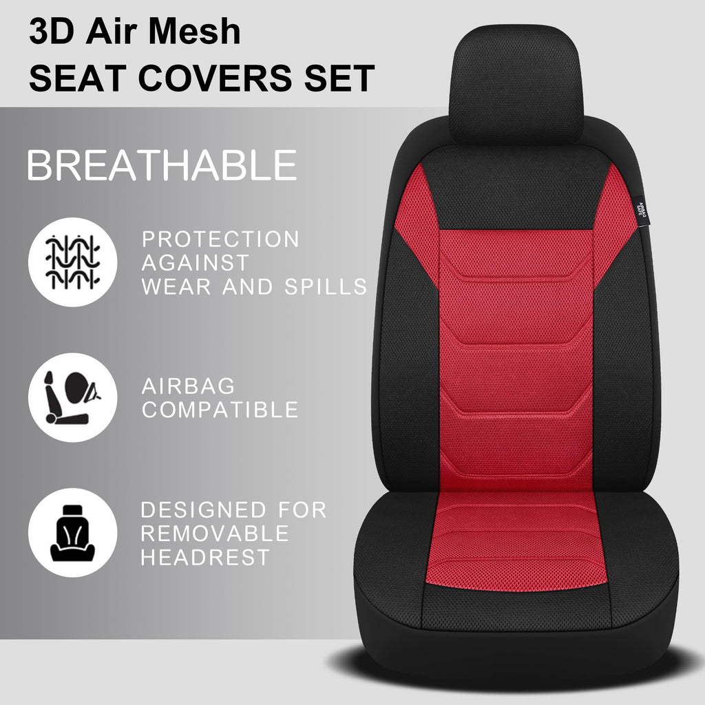 Pariiaotin 3D Air Mesh Car Seat Covers Front Sets Washable and Breathable Premium Cloth Automotive Vehicle Seat Covers for Cars Interior, Universal Fit for Most Cars, Sedan, Truck, SUV(Black)