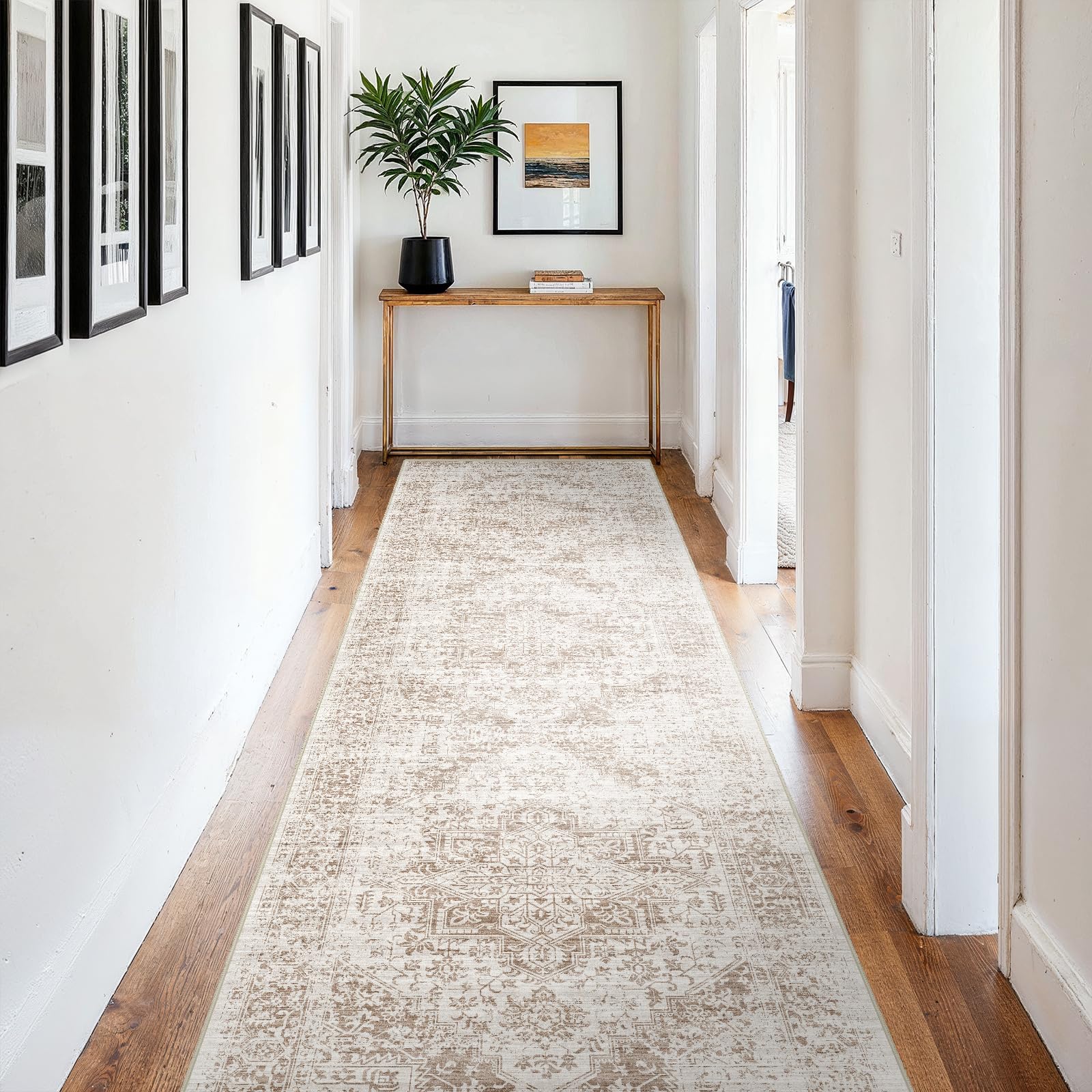 2x5 Washable Kitchen Runner Rug - Soft Low Pile Floral Animal Cat Print Rugs with Non-Slip Backing Waterproof Stain-Resistant Indoor Carpet for Hallway Entryway Bathroom Bedroom (Black)