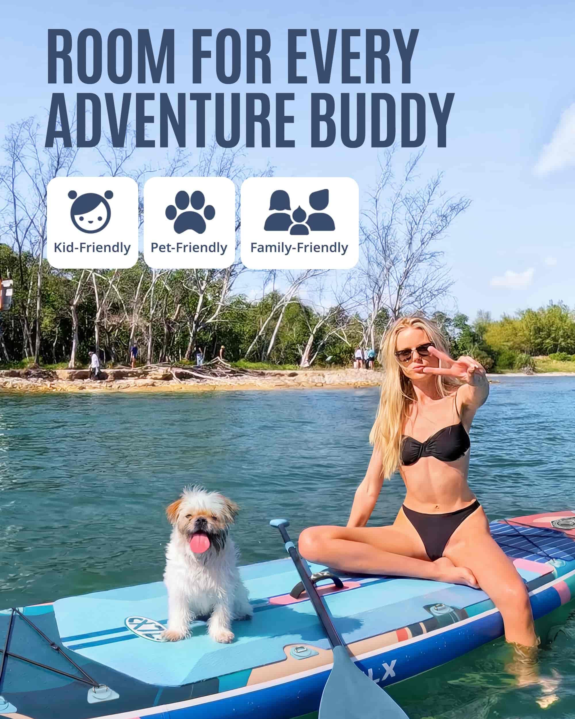 ZLX 11'6"x35" Ultra Wide Inflatable Stand Up Paddle Board | Stable Non-Slip Deck Pad, Unique Fin System, Premium SUP Accessories & Backpack - Upgraded Pump for Adults, All Skill Levels