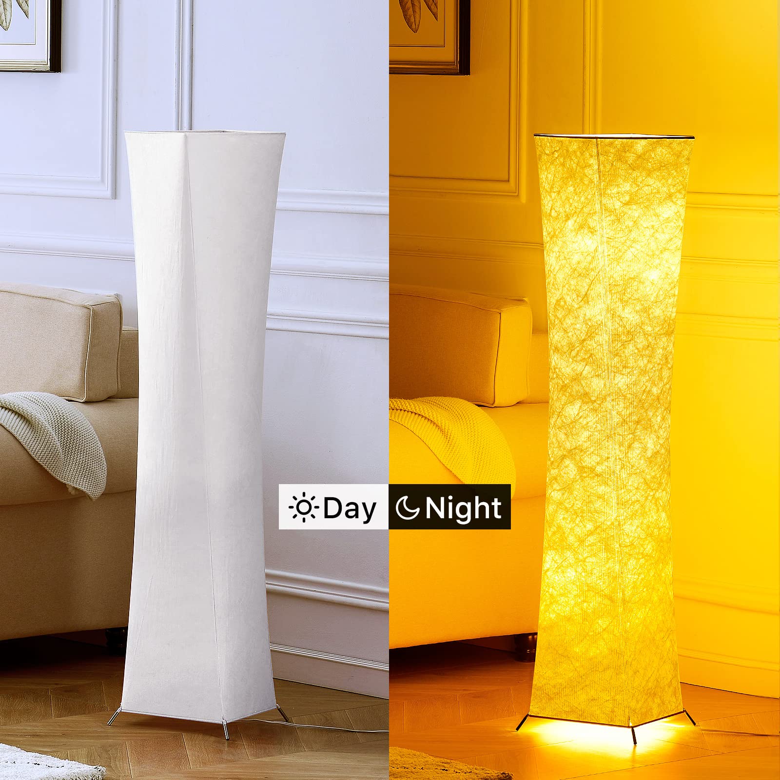 chiphy Floor Lamp, Dimmable 39" (XS) Tall Standing Lamp, 3 Levels Adjustable Brightness 12Wx2 LED Bulbs, Column Floor Light w/White Fabric Shade, Home Decor for Living Room, Bedroom, Kids Room