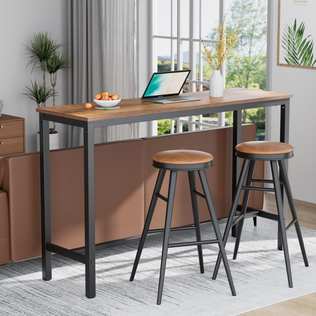 Mr IRONSTONE Bar Table, 47" Pub High Top Table Rectangular Bar Height Table Sofa Console/Dining Coffee Table, for Narrow Space, Living Room, Vintage