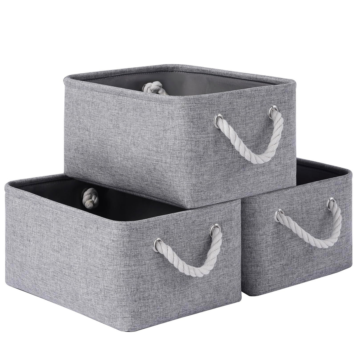 Storage Baskets for Shelves 11.8x7.9x5.2 Inch, Foldable Fabric Storage Bins with Handles, Small Storage Baskets for Organizing Closet, Office, Home Organization (1-Pack, Gray)
