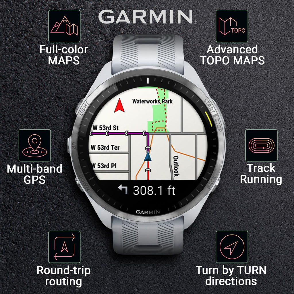 Garmin Forerunner 965 Premium GPS Running and Triathlon 47 mm Smartwatch with AMOLED Touchscreen Display, Carbon Gray DLC Titanium Bezel and Yellow Silicone Band + Black Earbuds Bundle