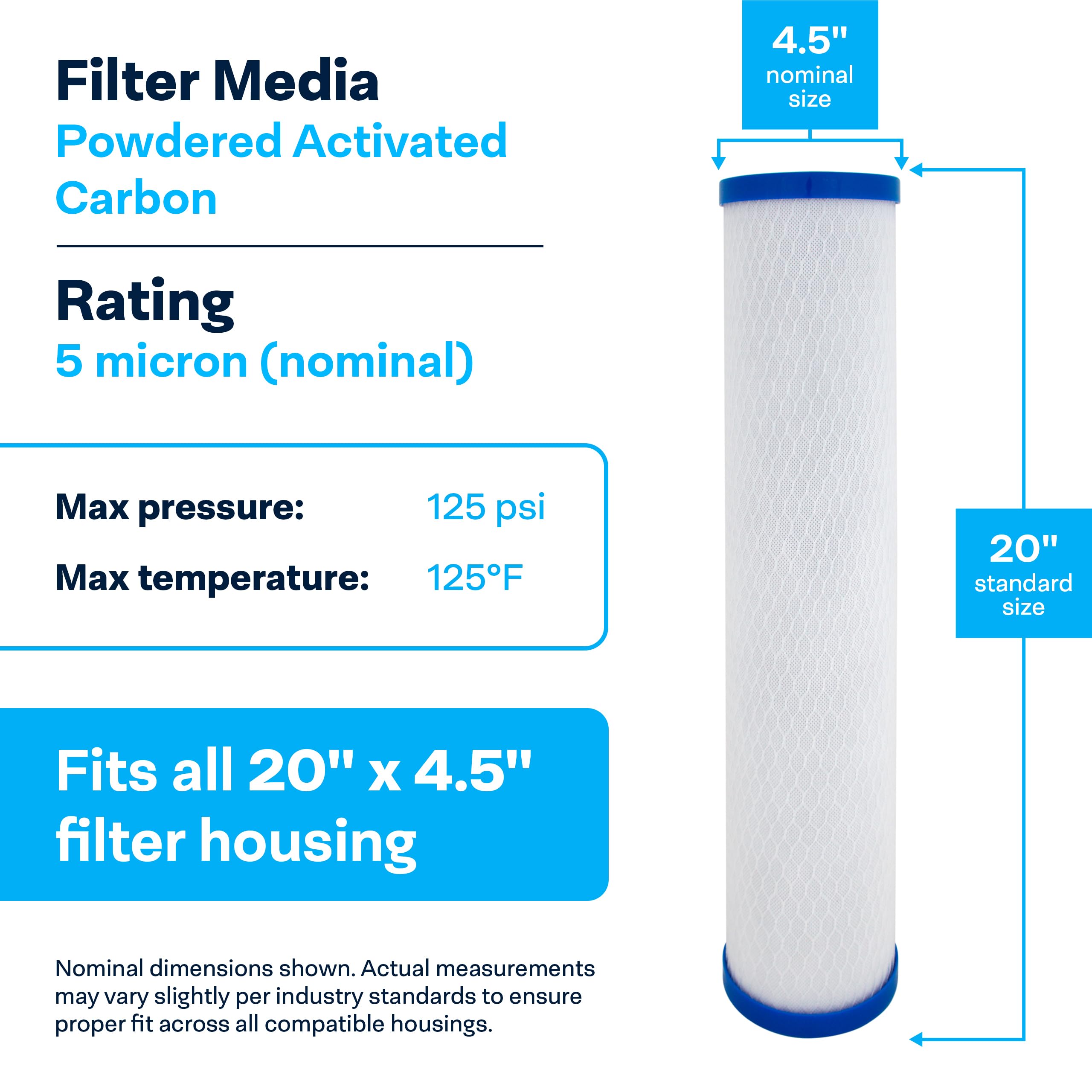 SpiroPure 10x2.5 0.5 Micron Carbon Water Filter CBR2-10 SMCB-2510 (12 Pack)