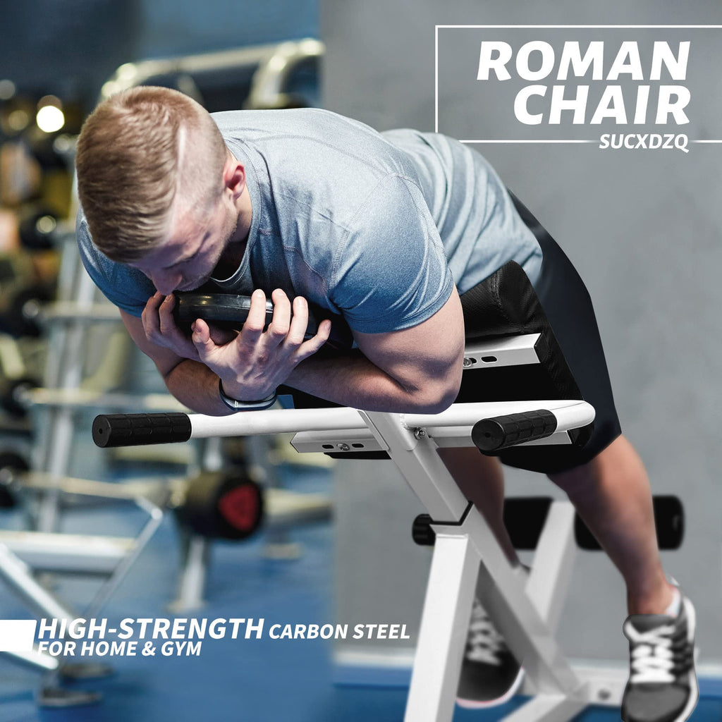 Roman Chair Back Extender - Angle & Height Dual Adjustable Hyperextension Bench for Home Gym - Adjustable Back Exercise Machine Fitness Equipment