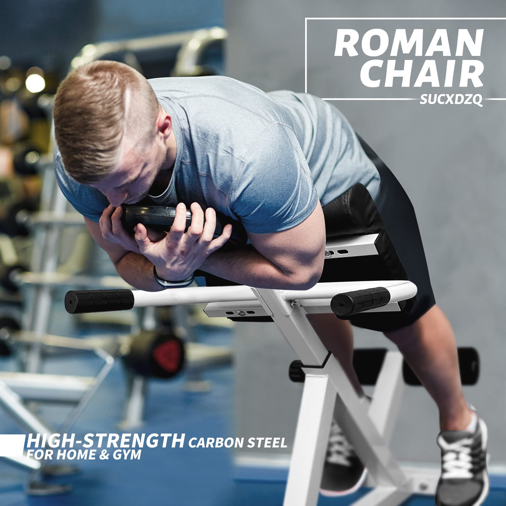 Roman Chair Back Extender - Angle & Height Dual Adjustable Hyperextension Bench for Home Gym - Adjustable Back Exercise Machine Fitness Equipment