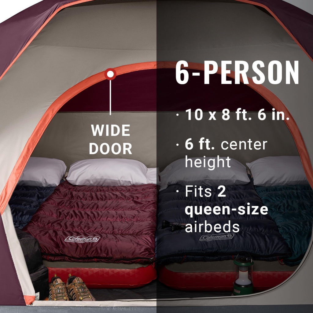Coleman Skydome Camping Tent with 5 Minute Setup, 2/4/6/8 Person Weatherproof Tent with Rainfly & Carry Bag, 20% More Headroom Than Traditional Canopies