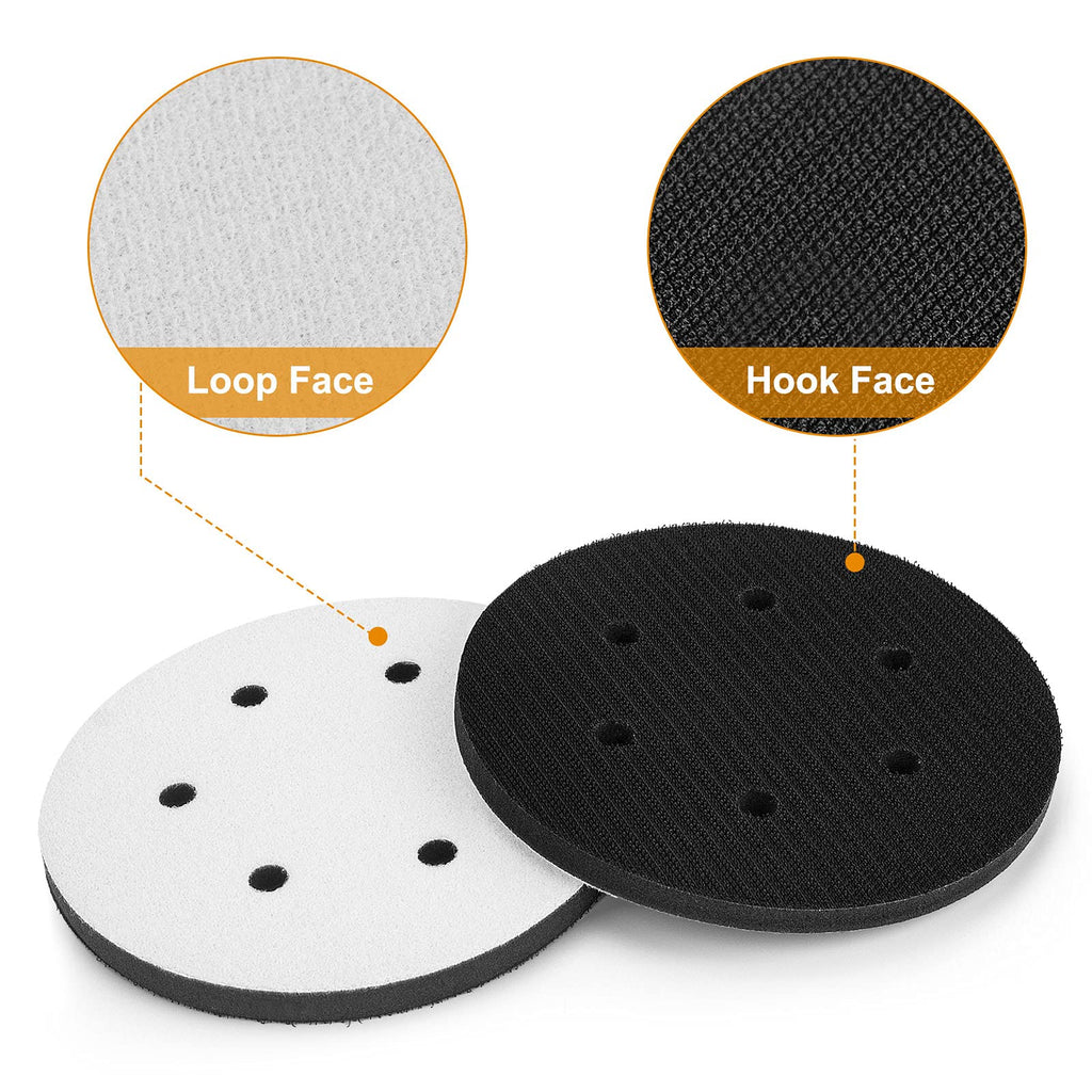 5 Pack 5 Inch 8 Holes Soft Density Interface Pads Hook and Loop 5" Sponge Cushion Buffer Backing Pad (Set of 5)
