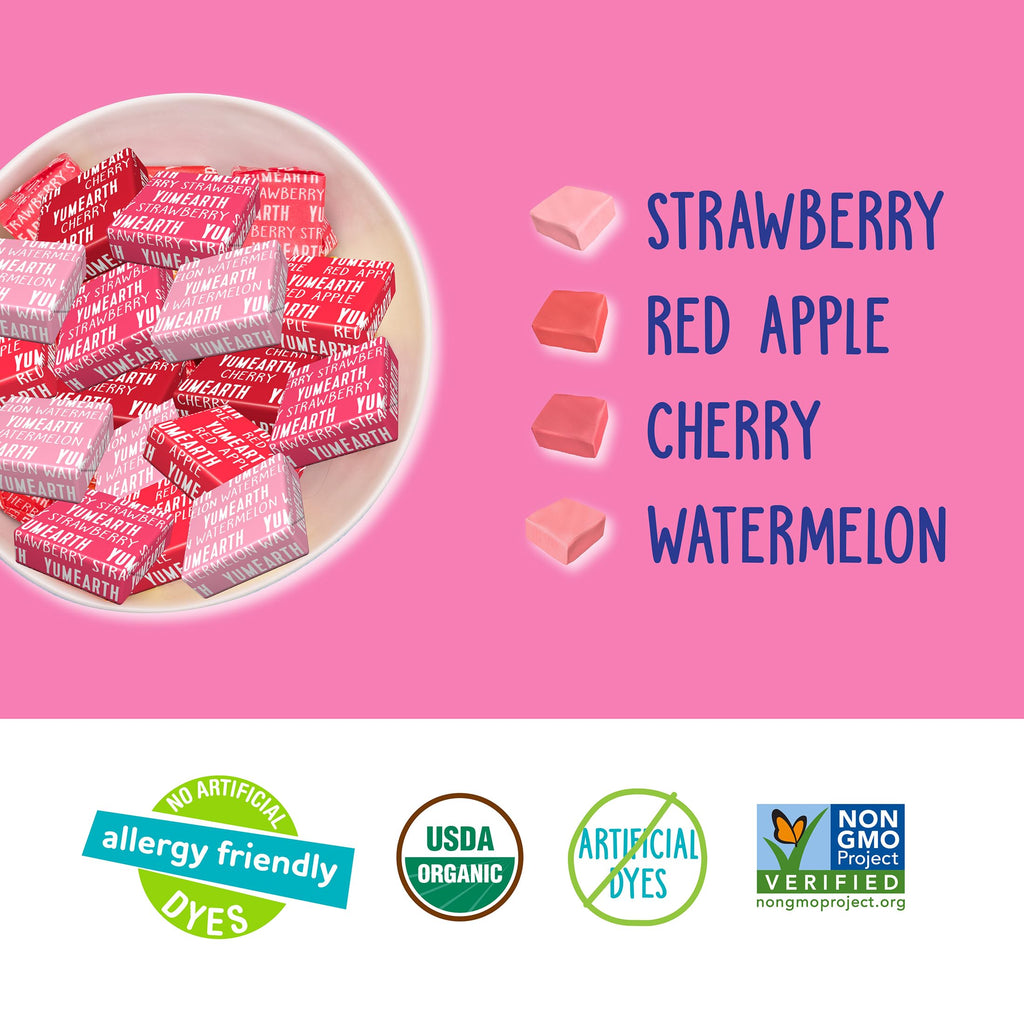 YumEarth Organic Chewys Fruity Reds, 5oz Non GMO, Gluten Free, Vegan, Dye Free Candy - Allergen Friendly