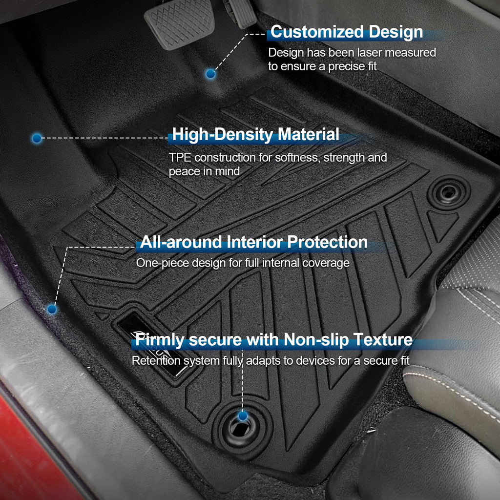 PELEUS Floor Mats for Toyota 4Runner 2003-2009 (4th Gen), All Weather Custom Fit Car Mats & Cargo Liner Set, Odorless TPE Heavy Duty Protection Accessories, Black (Only 5-Seat Models)