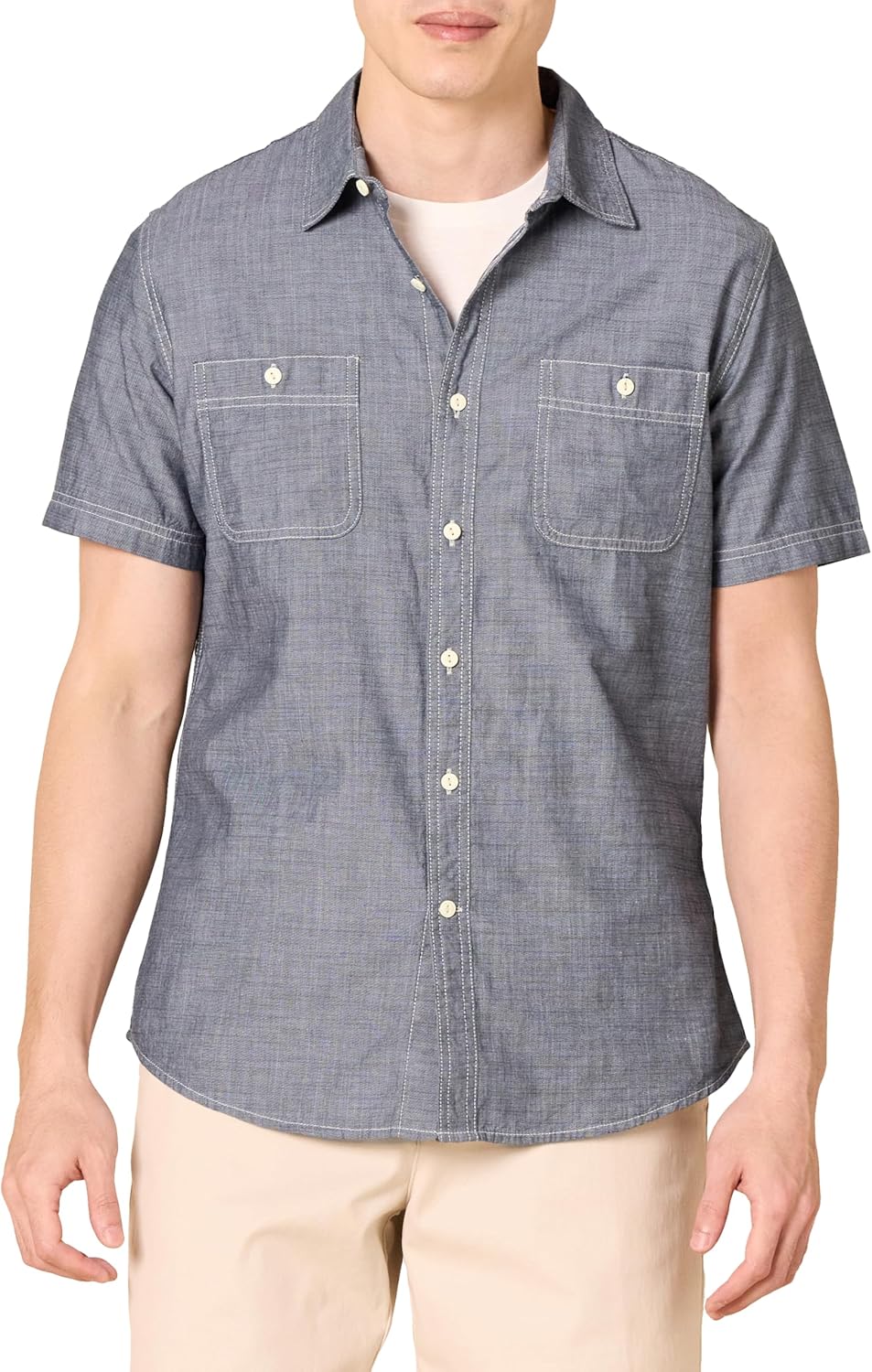 Amazon Essentials Men's Regular-Fit Short-Sleeve Poplin Shirt