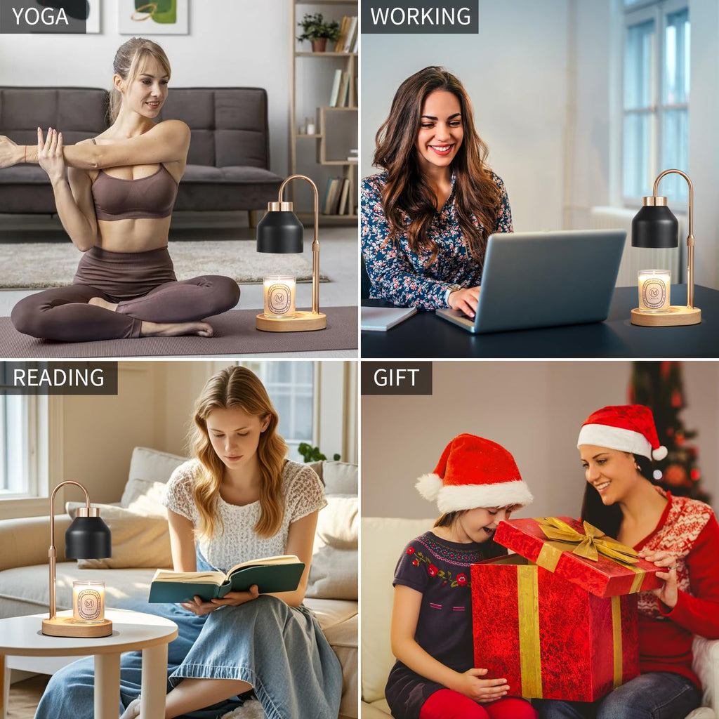 MEIXISUE Candle Warmer Lamp with Timer and Dimmer,Electric Amber Light Gifts for Women Melt Wax Warmer Lamp with 2 Bulbs for Candle Jars House Warming New Home Decor