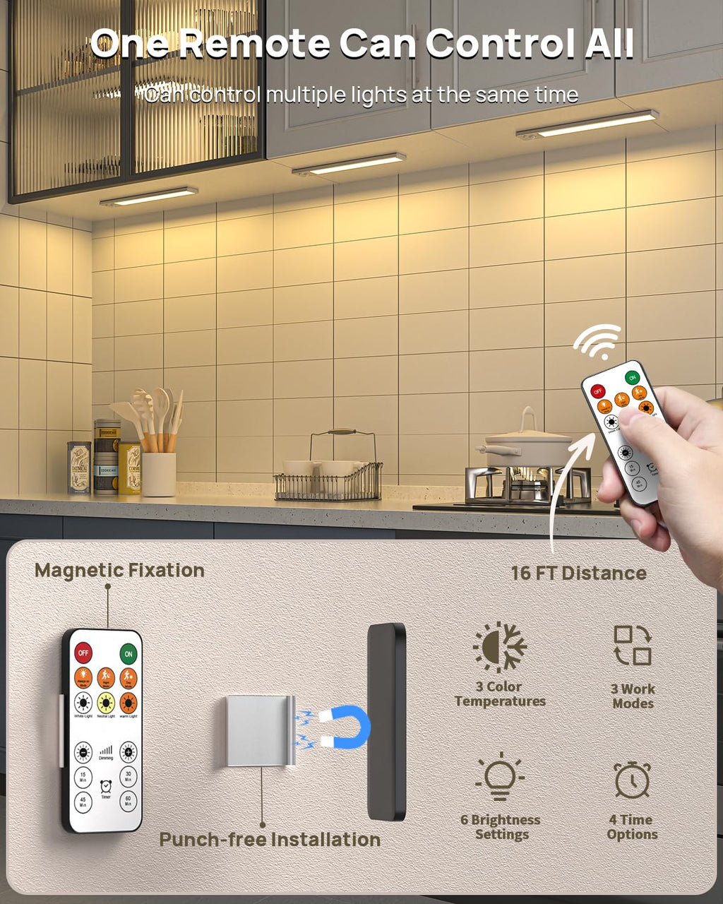 9" Under Cabinet Lights Wireless, Motion Sensor Light Indoor with Remote, LED Rechargeable Closet Light, 3 Color Temps, Dimmable, Magnetic, Under Counter Lights for Kitchen, Stairs, Pantry, Hallway