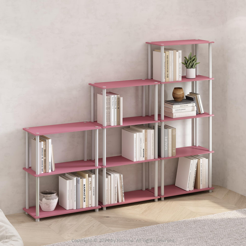 Furinno Turn-N-Tube Book Shelf, 4-Tier Bookshelf, Bookcase with Multipurpose Compact Display Rack, 11.6 x 23.6 x 43.2, for Living Room, Bedroom, Home Office, Americano/Black