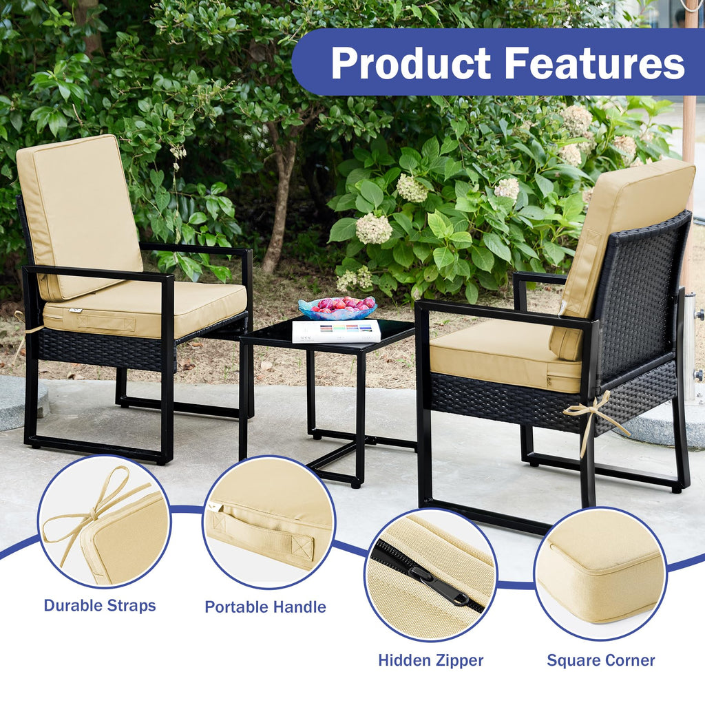 IPYNBAP Outdoor Cushions, Outdoor Chair Cushions 22x22x3 Inch, Cushions for Outdoor Furniture with Removable Cover, Waterproof & Fade Resistant Outdoor Seat Cushions for Patio, Lawn, Beige