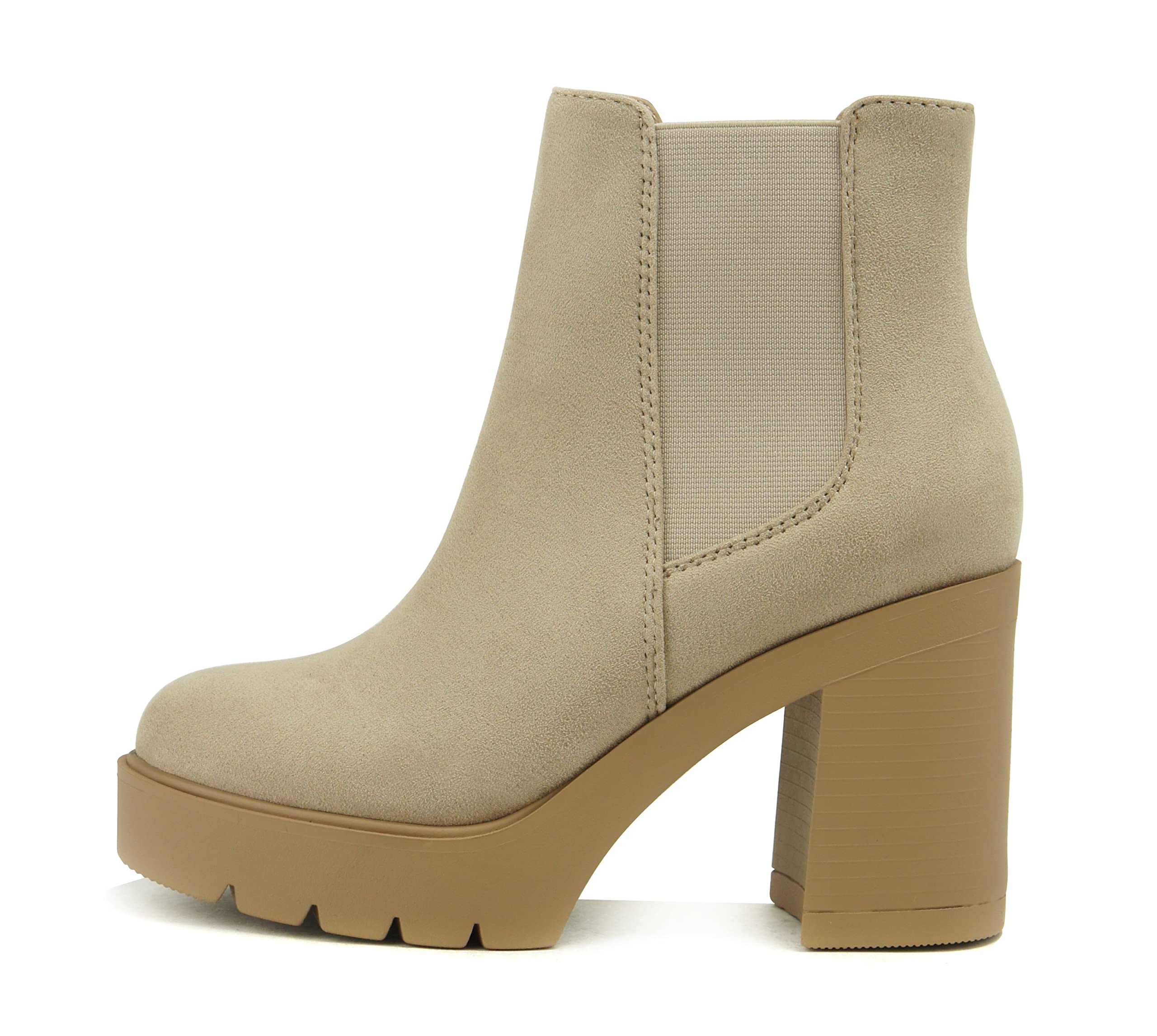 Soda EDITOR ~ Women Lug Sole High Heel Chelsea Fashion Ankle Boot w/Double Elastic Gore