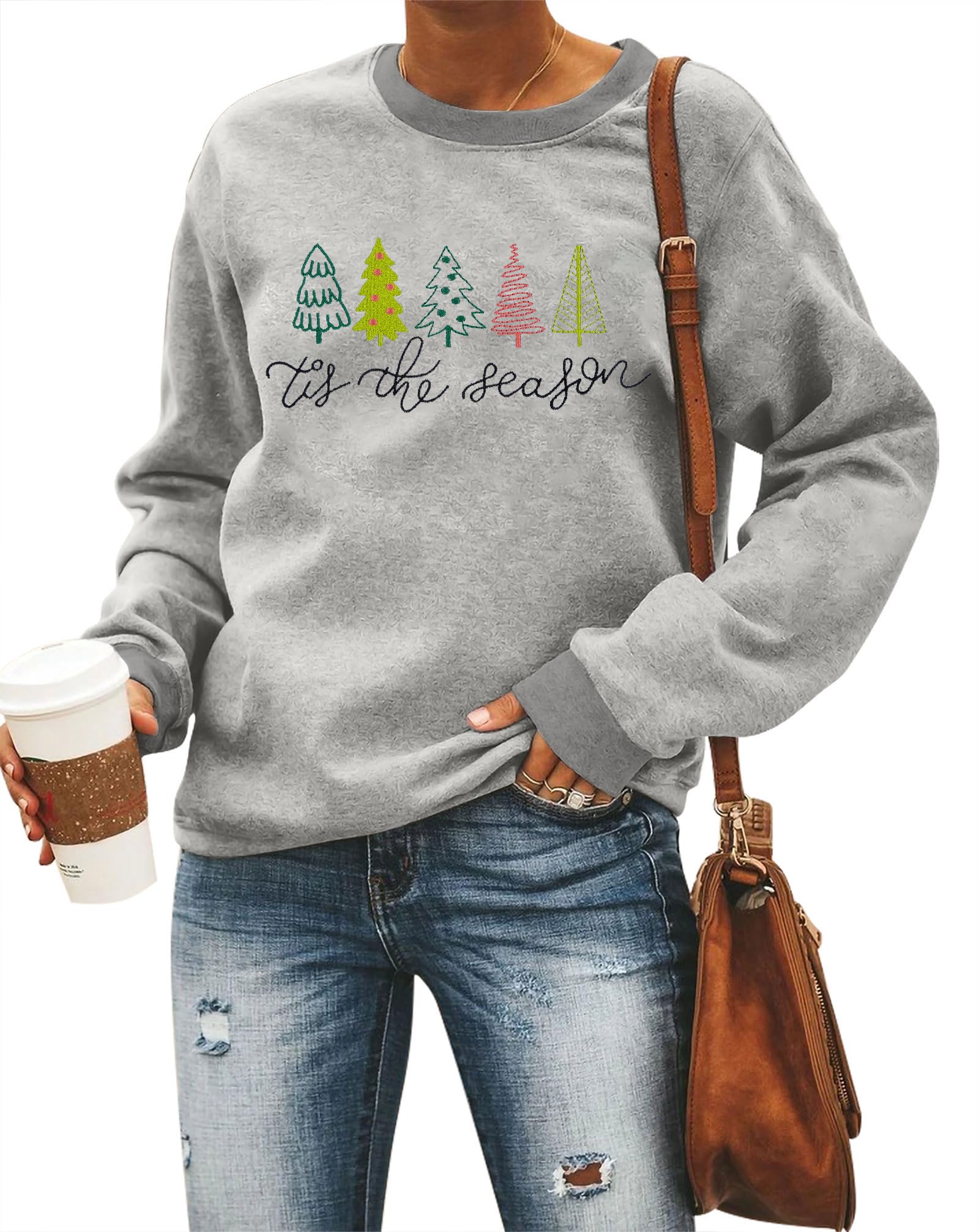 Christmas Sweatshirts Women Candy Canes Graphic Sweatshirt Vintage Xmas Long Sleeve Shirt Pullover Tops