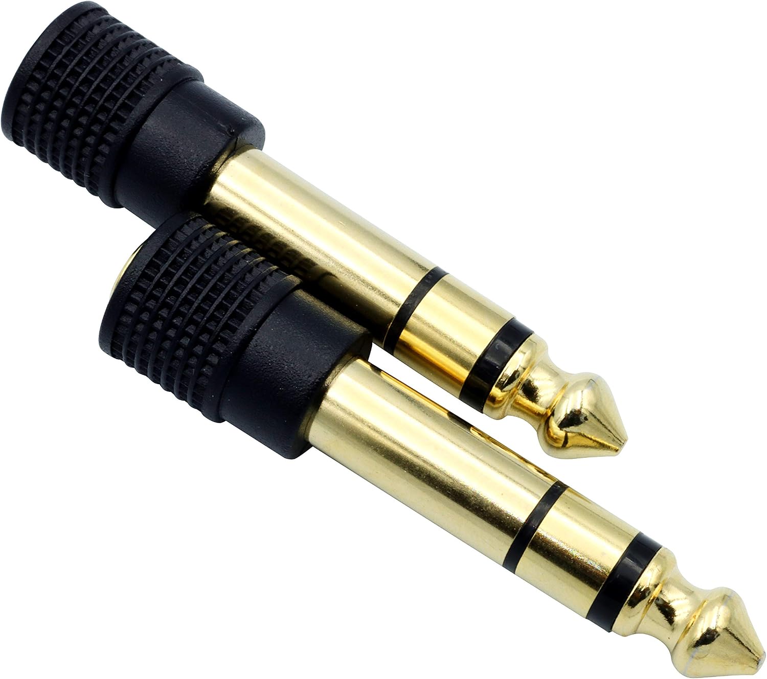 Chadou Audio Adapter 6.35mm (1/4 inch) Male to 3.5mm (1/8 inch) Female Stereo Headphone Connector Gold Plated, 2 Pack