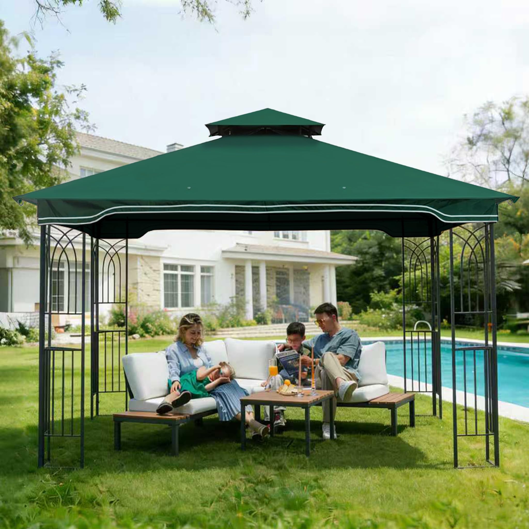 SCOCANOPY Replacement Gazebo Canopy Compatible with 10 x 12 Regency II Patio Gazebo Model L-GZ798PST,A101004104,A101004105,(Forest Green)