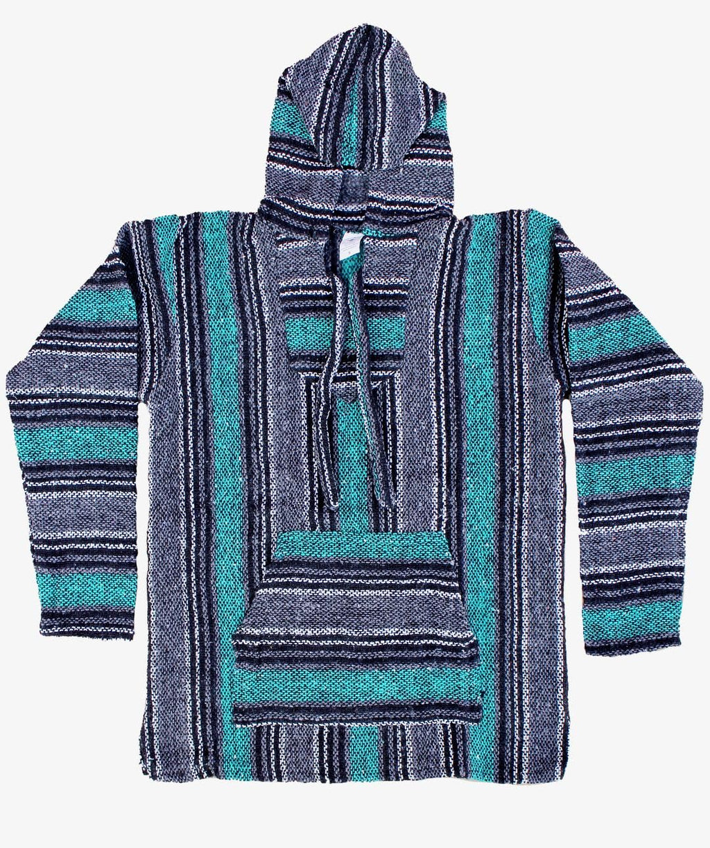 Del Mex Mexican Baja Hoodie Hippie Surf Poncho Sweater Sweatshirt Pullover Jerga
