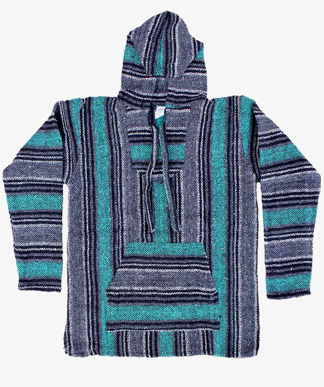 Del Mex Mexican Baja Hoodie Hippie Surf Poncho Sweater Sweatshirt Pullover Jerga