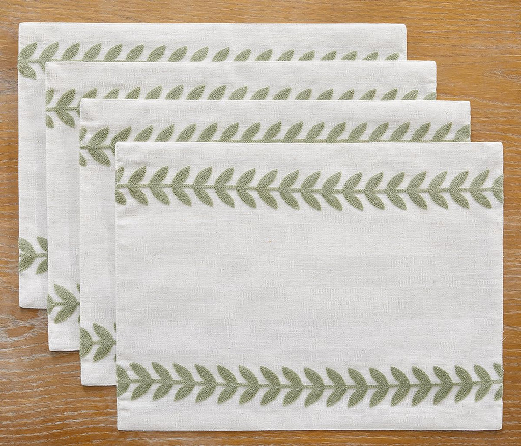 Wracra Embroidered Placemats, 13 x 18 Inch Set of 4 Placemats, Irregular Willow Rustic Place Mats for Kitchen Table and Heat Resistant, Blue 4PCS
