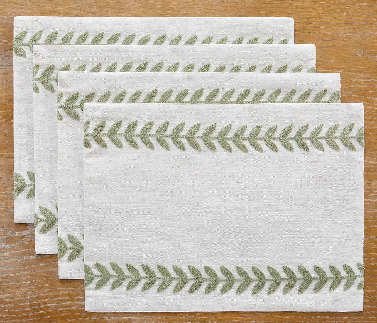 Wracra Embroidered Placemats, 13 x 18 Inch Set of 4 Placemats, Irregular Willow Rustic Place Mats for Kitchen Table and Heat Resistant, Blue 4PCS