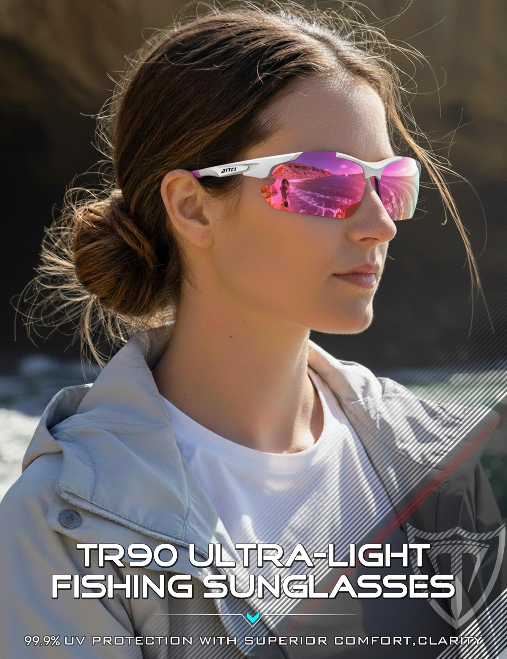 ATTCL 22g Polarized Sunglasses Men Sports: Secure Fit Wrap Around TR90 Frame Ultra-Light UV Protection for Running Fishing