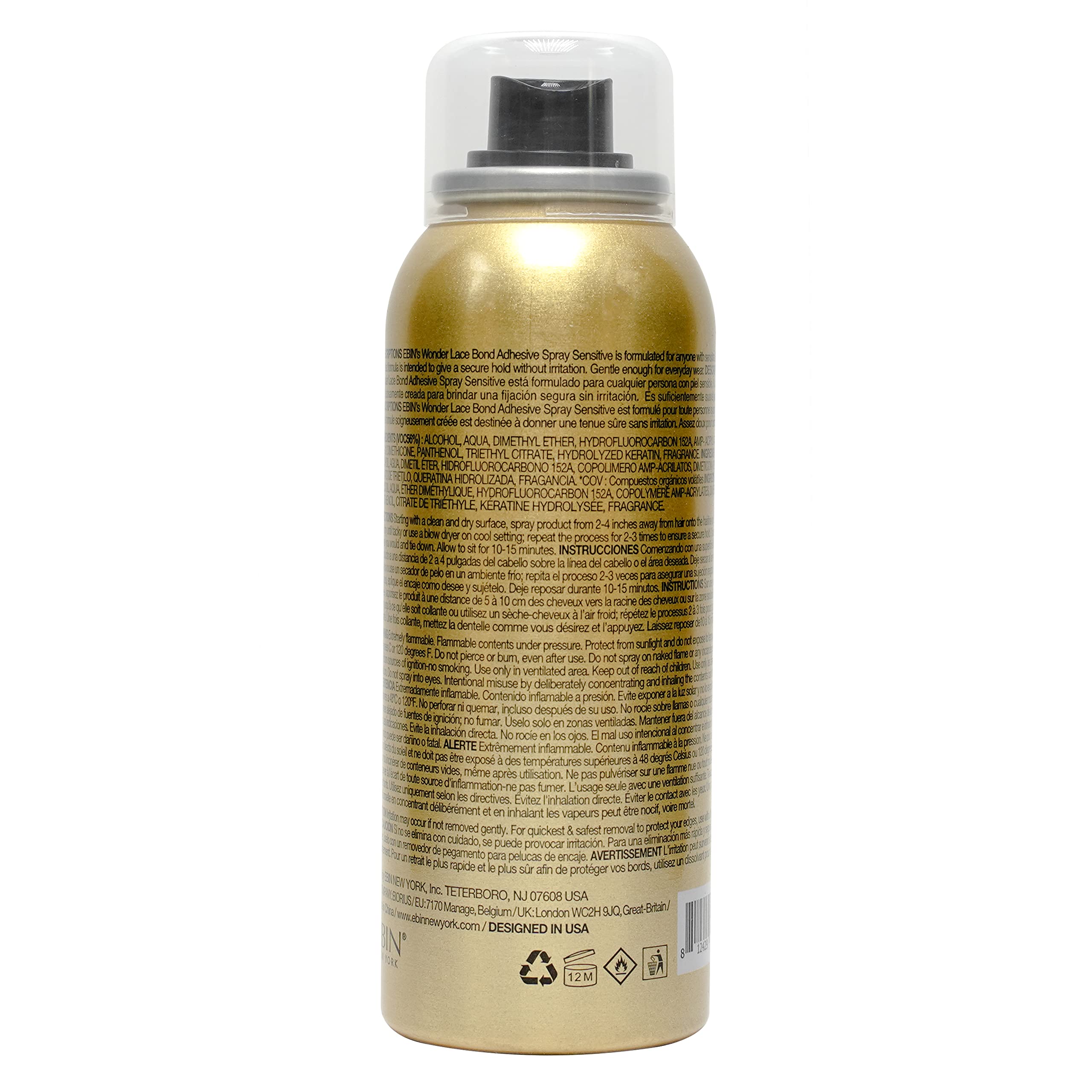 EBIN NEW YORK Wonder Lace Bond Adhesive Spray - Extreme Firm Hold 2.7oz/ 80ml| Active Use, Fast Drying, No Residue, No Build-up, All-day Powerful Hold, Easy Daily Wig Install