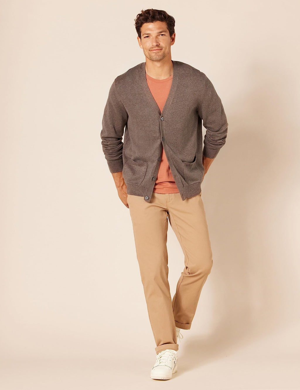 Amazon Essentials Men's V-Neck Cotton Cardigan Sweater
