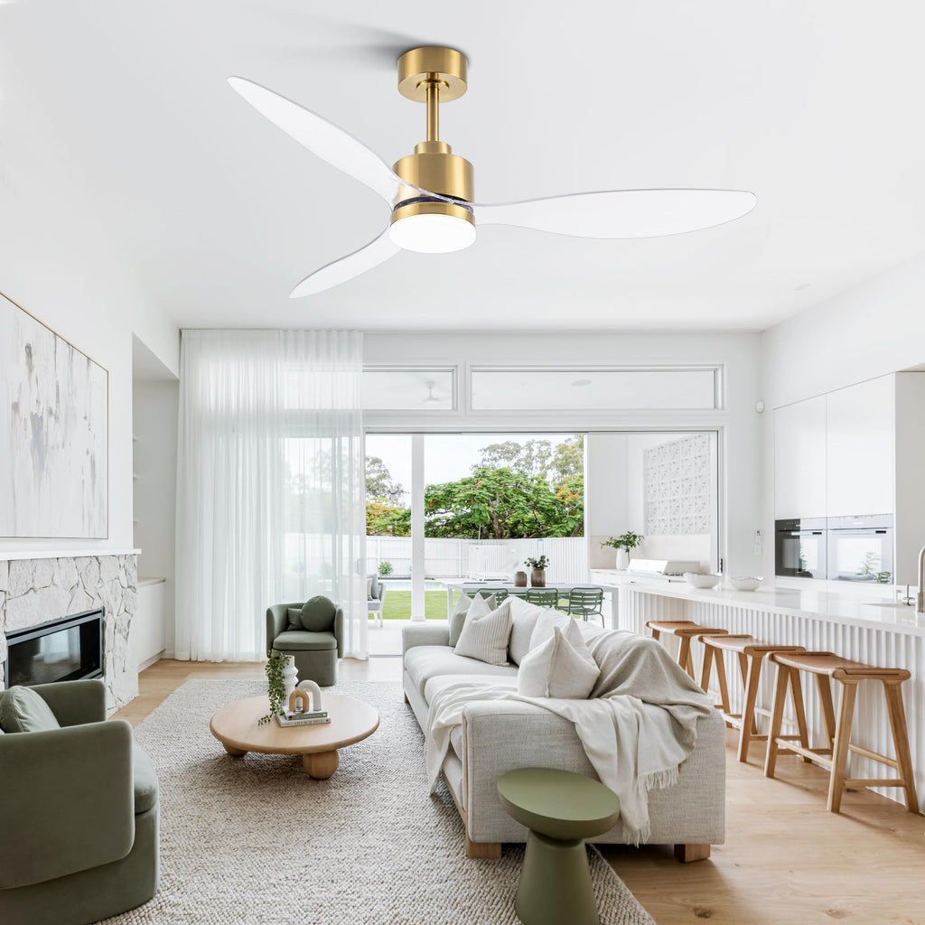 52" Ceiling Fans with Lights and Remote, Quiet DC Motor, 3 Reversible Blades, 6-Speed, Modern Industrial Black Ceiling Fan with 3-Color LED Light Fandelier for Bedroom Living Room