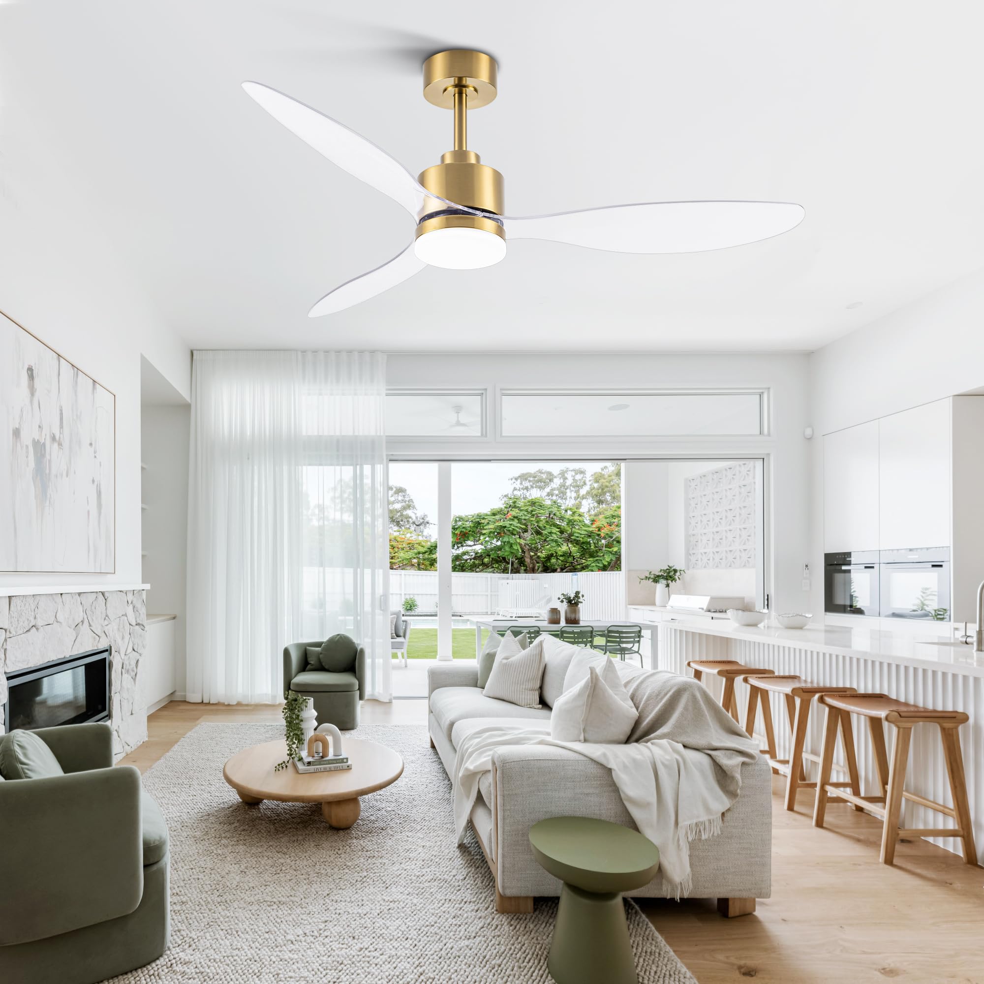 52" Ceiling Fans with Lights and Remote, Quiet DC Motor, 3 Reversible Blades, 6-Speed, Modern Industrial Black Ceiling Fan with 3-Color LED Light Fandelier for Bedroom Living Room