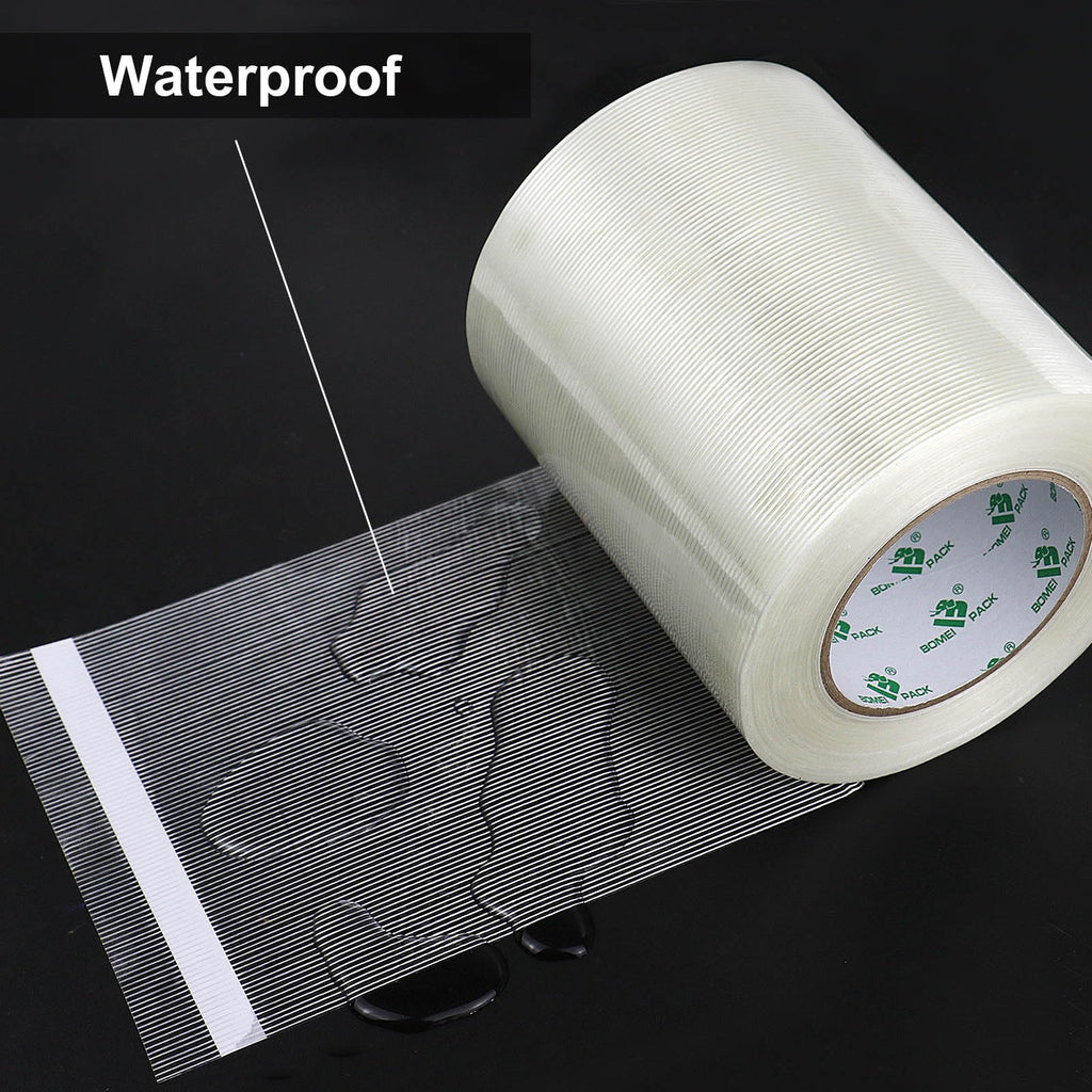 BOMEI PACK Wide Strapping Tape, 4Inch Heavy Duty Reinforced Packing Tape, Fiberglass Filament 60yds 5.5Mil