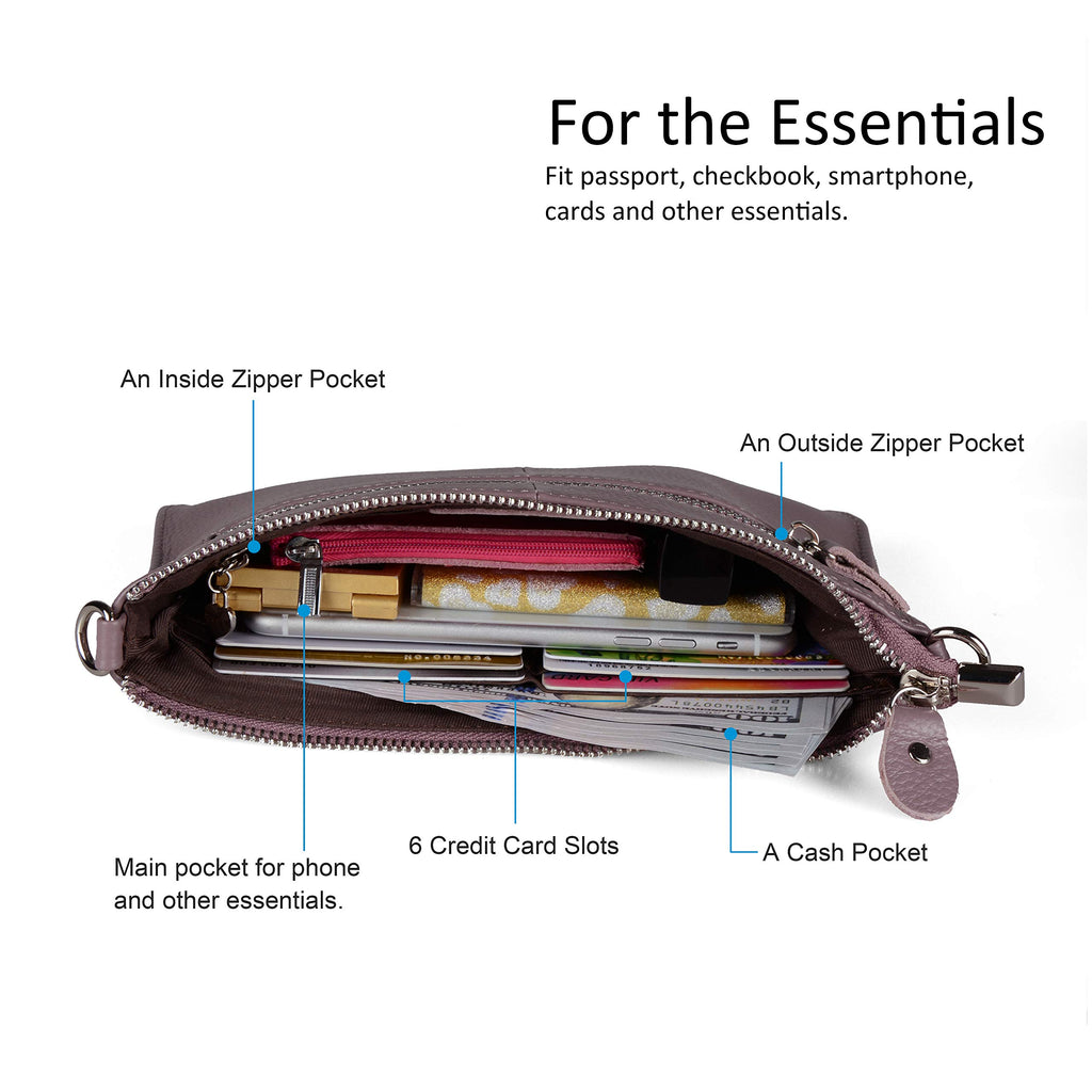befen Genuine Leather Wristlet Clutch Wallet Purses Small Crossbody Bags for Women with RFID Blocking Card Slots