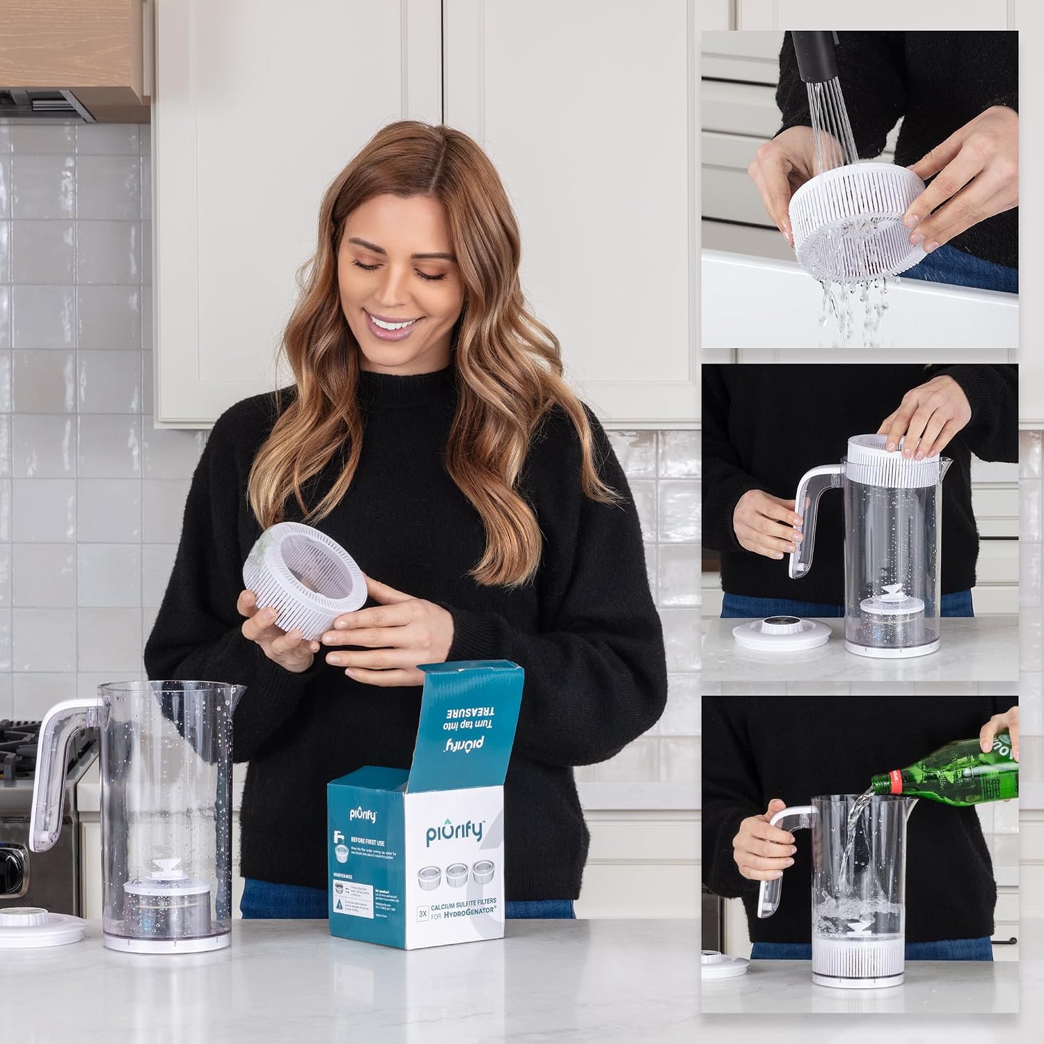 PIURIFY 3-Pack Calcium Sulfite Filter for Water Hydrogen Infuser