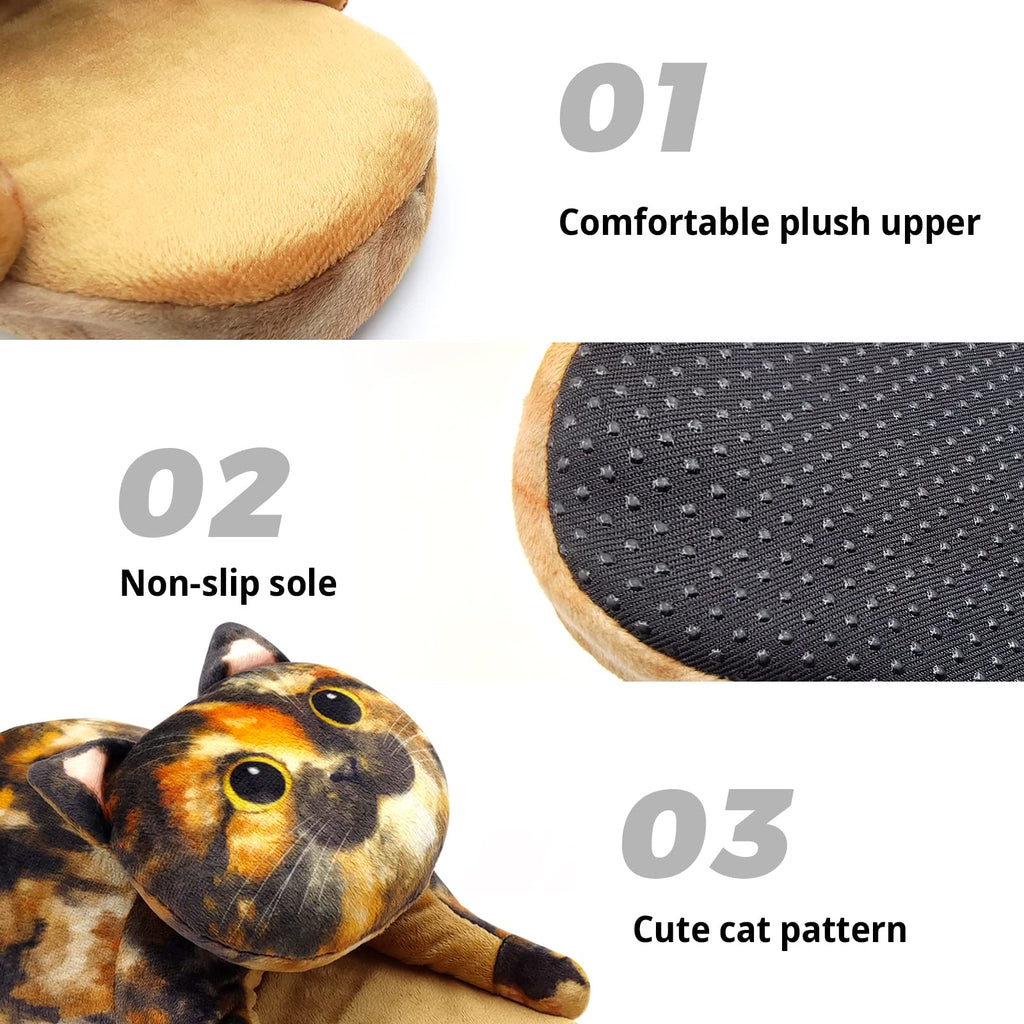 Funny Cat Slippers for Women,Fuzzy Animal Indoor House Shoes with Soft Memory Foam,Comfy Plush Warm Slip-on Slippers,Cat Gifts for Cat Lover